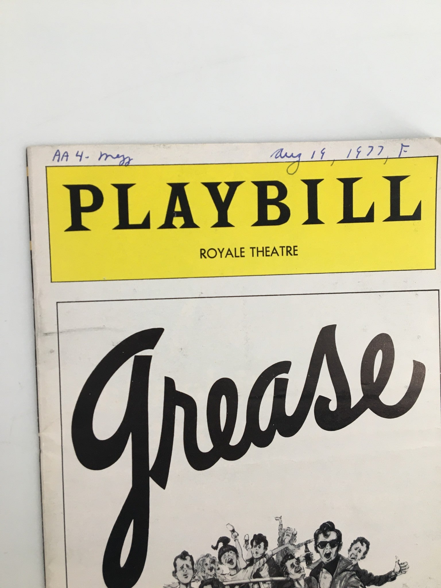 1977 Playbill Royale Theatre Peggy Lee Brennan, Lorelle Brina in Grease Musical