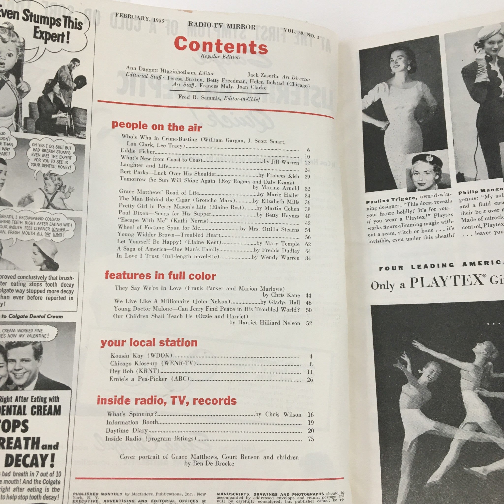 Radio TV Mirror Magazine February 1953 Grace Mathews, Court Benson, Paul, Andrea