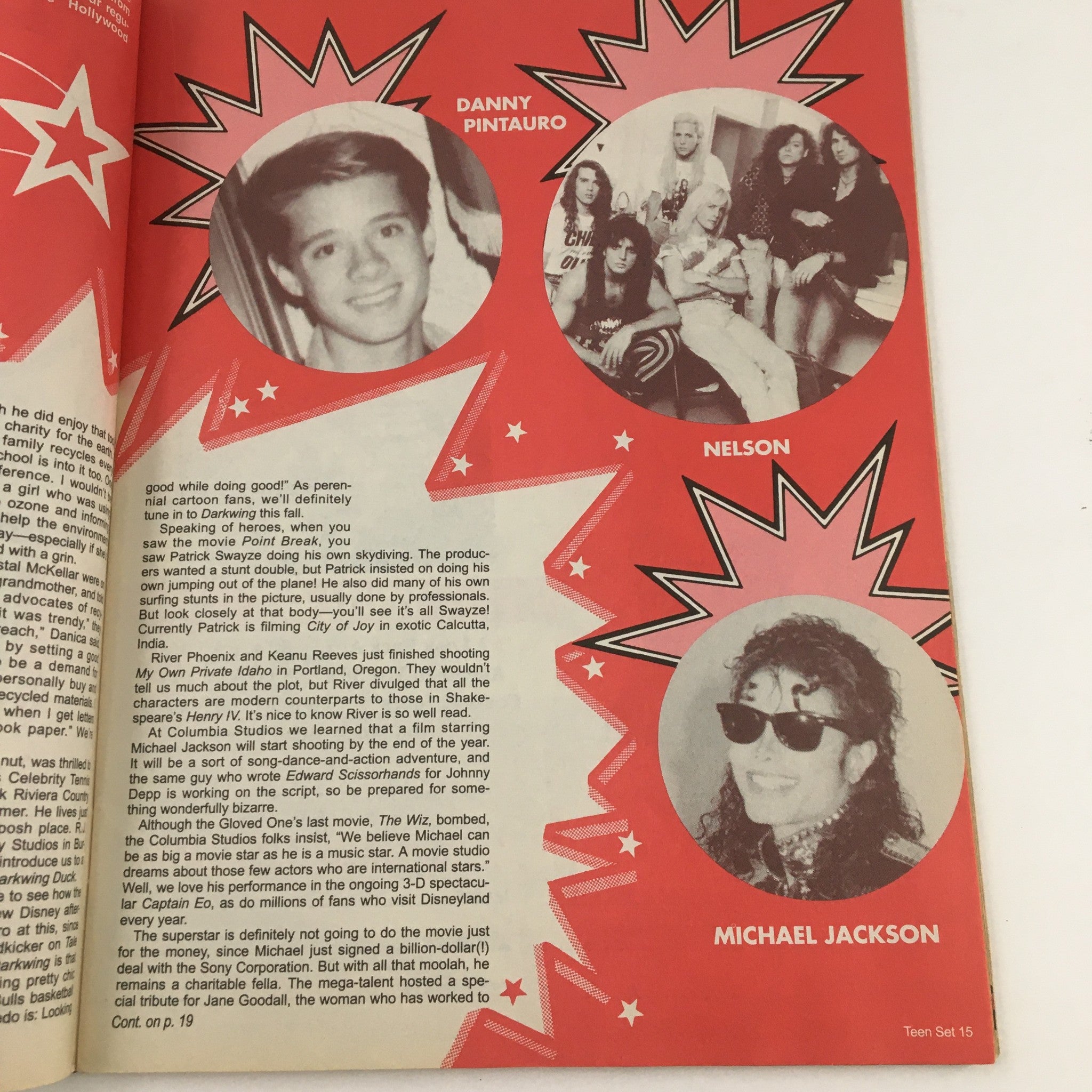 Celebrity highlights in Teen Set Magazine October 1991, showcasing Danny Pintauro, Nelson, and Michael Jackson in a star-studded layout.
