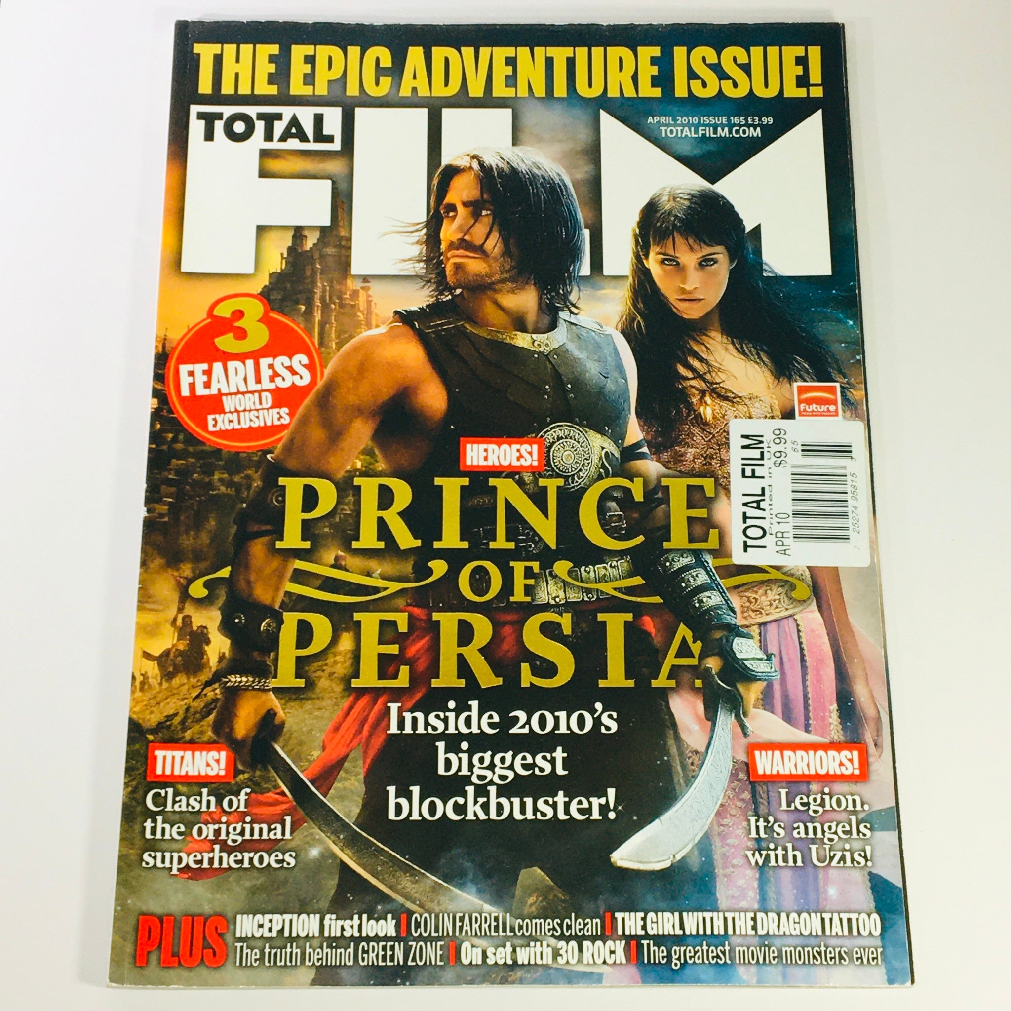Total Film Magazine April 2010 issue #163 featuring Jake Gyllenhaal and Gemma Arterton on the cover, showcasing the epic adventure theme with a focus on 'Prince of Persia', representing a key moment in film history.