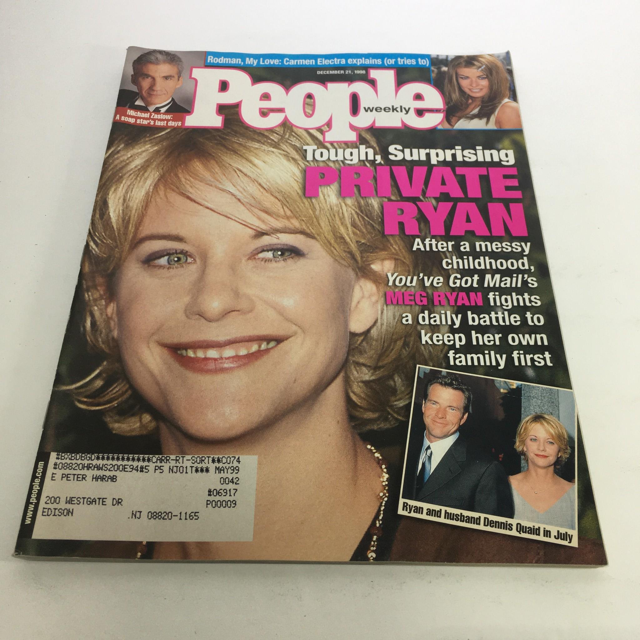 People Magazine December 21 1998 Meg Ryan in Daily Battle to Keep Her Own Family