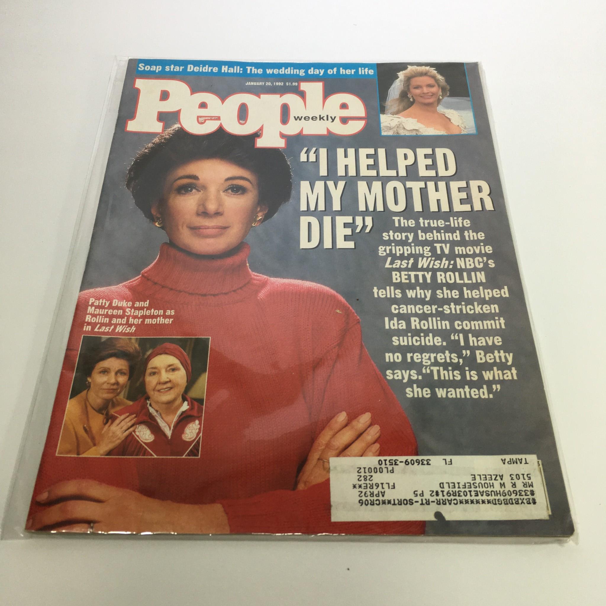 People Magazine January 20 1992 Betty Rollin in 'I Helped My Mother Die' A Story