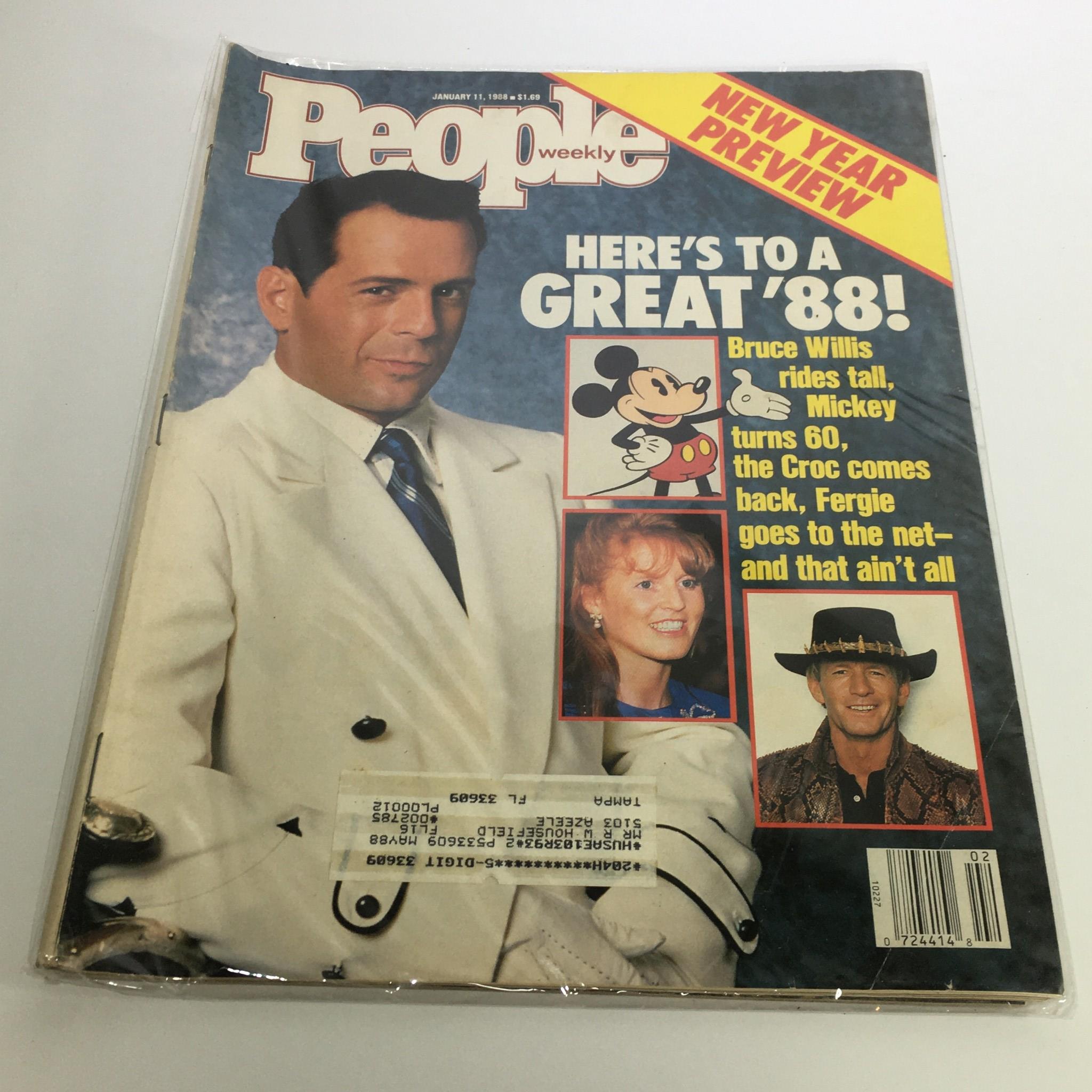 People Magazine January 11 1988 Bruce Willis, Fergie and Mickey Mouse Turns 60