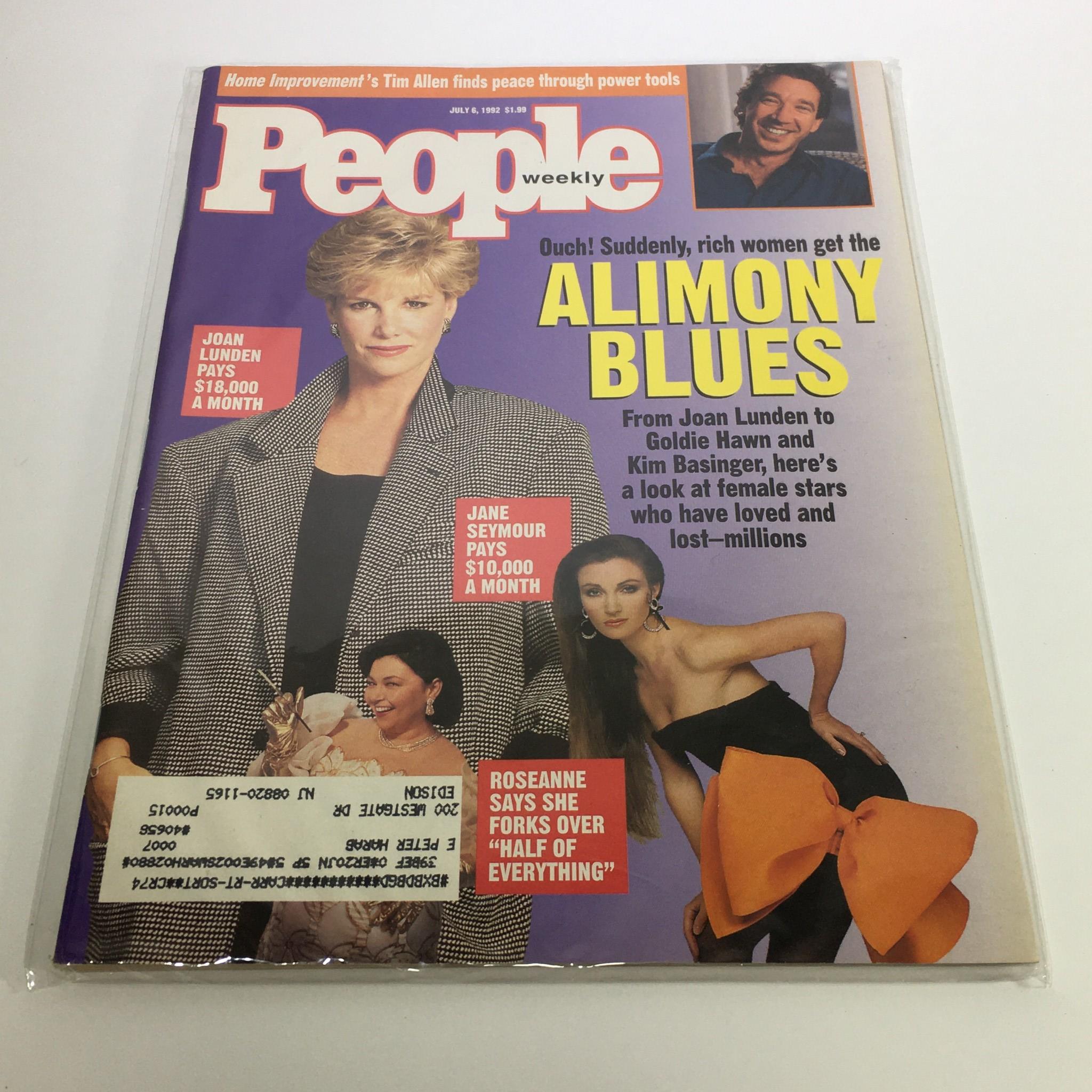 People Magazine July 6 1992 Alimony Blues and Joan Lunden Pays $18,000 a Month