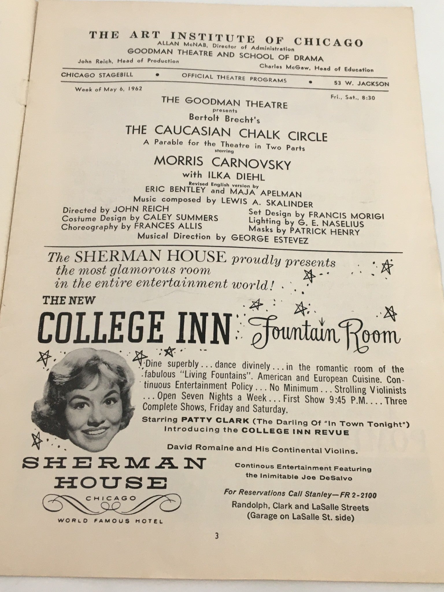 1962 Stagebill Goodman Memorial Thtr Bertolt Brecht The Caucasian Chalk Circle