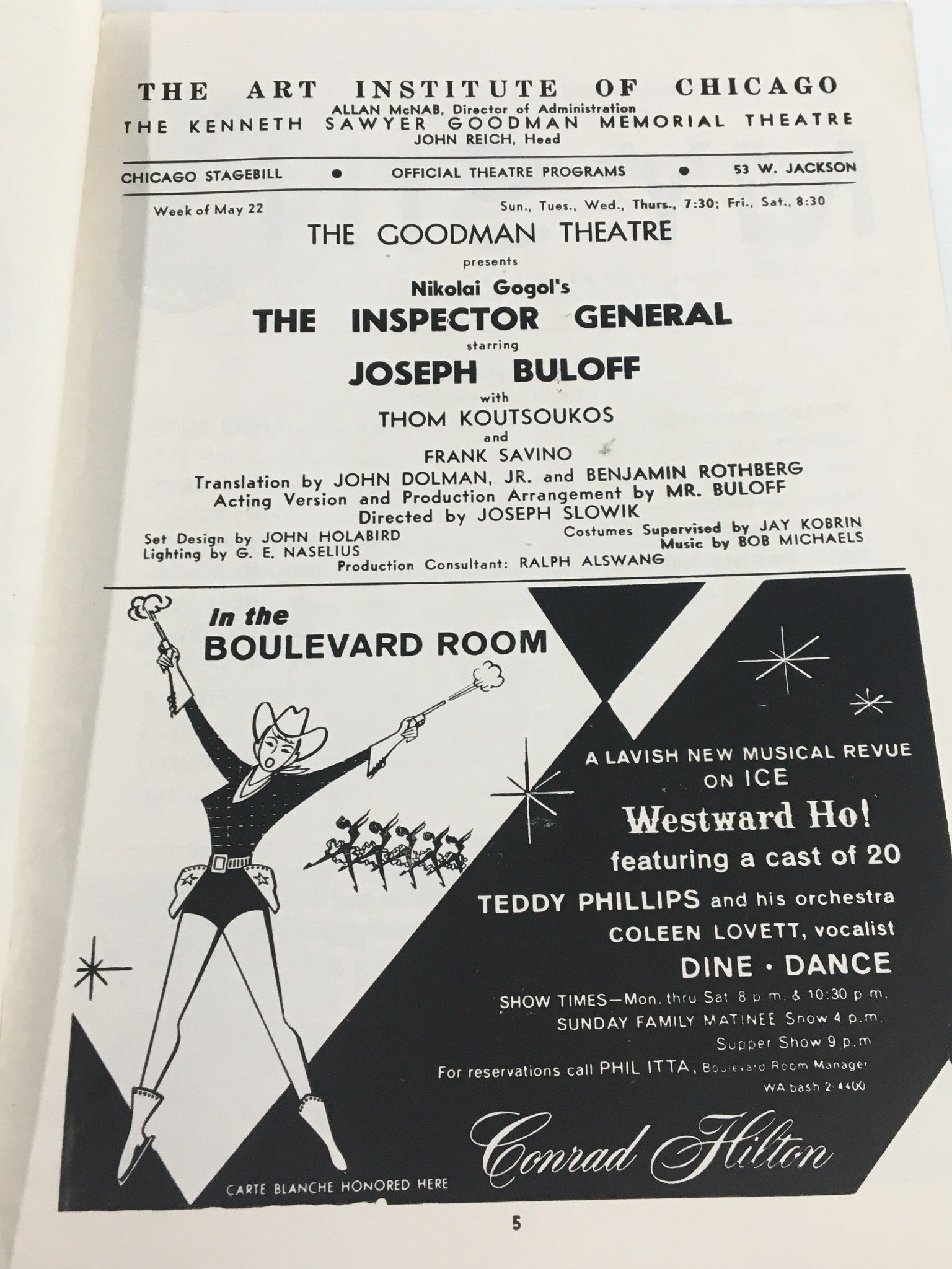 1960 Stagebill Goodman Memorial Thtr Joseph Buloff in The Inspector General