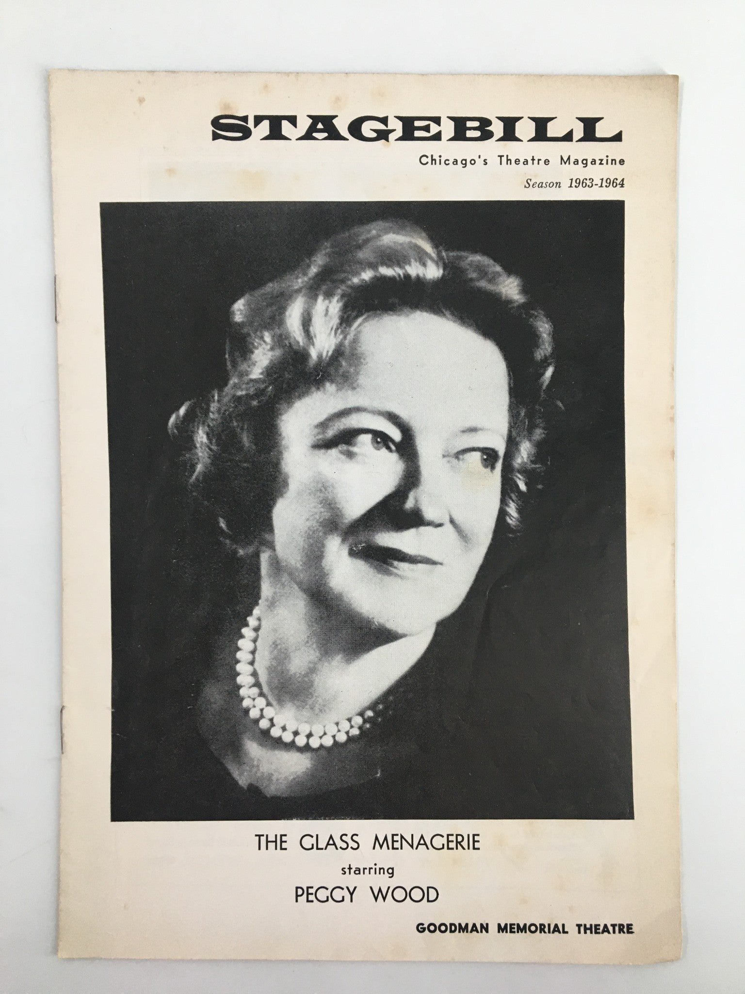 1964 Stagebill The Goodman Theatre Peggy Wood in The Glass Menagerie