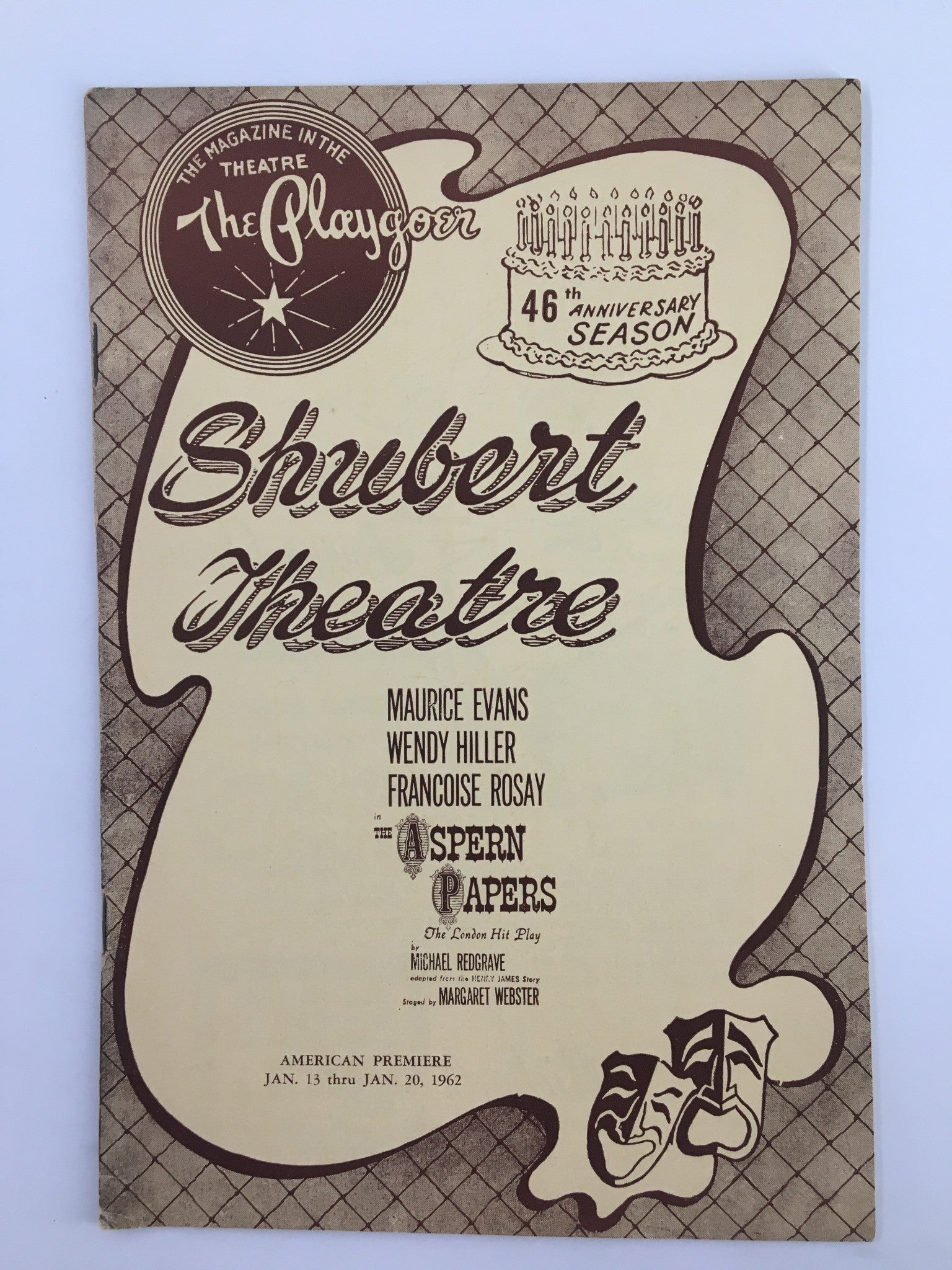 1962 The Playgoer Shubert Theatre The Aspern Papers by Michael Redgrave