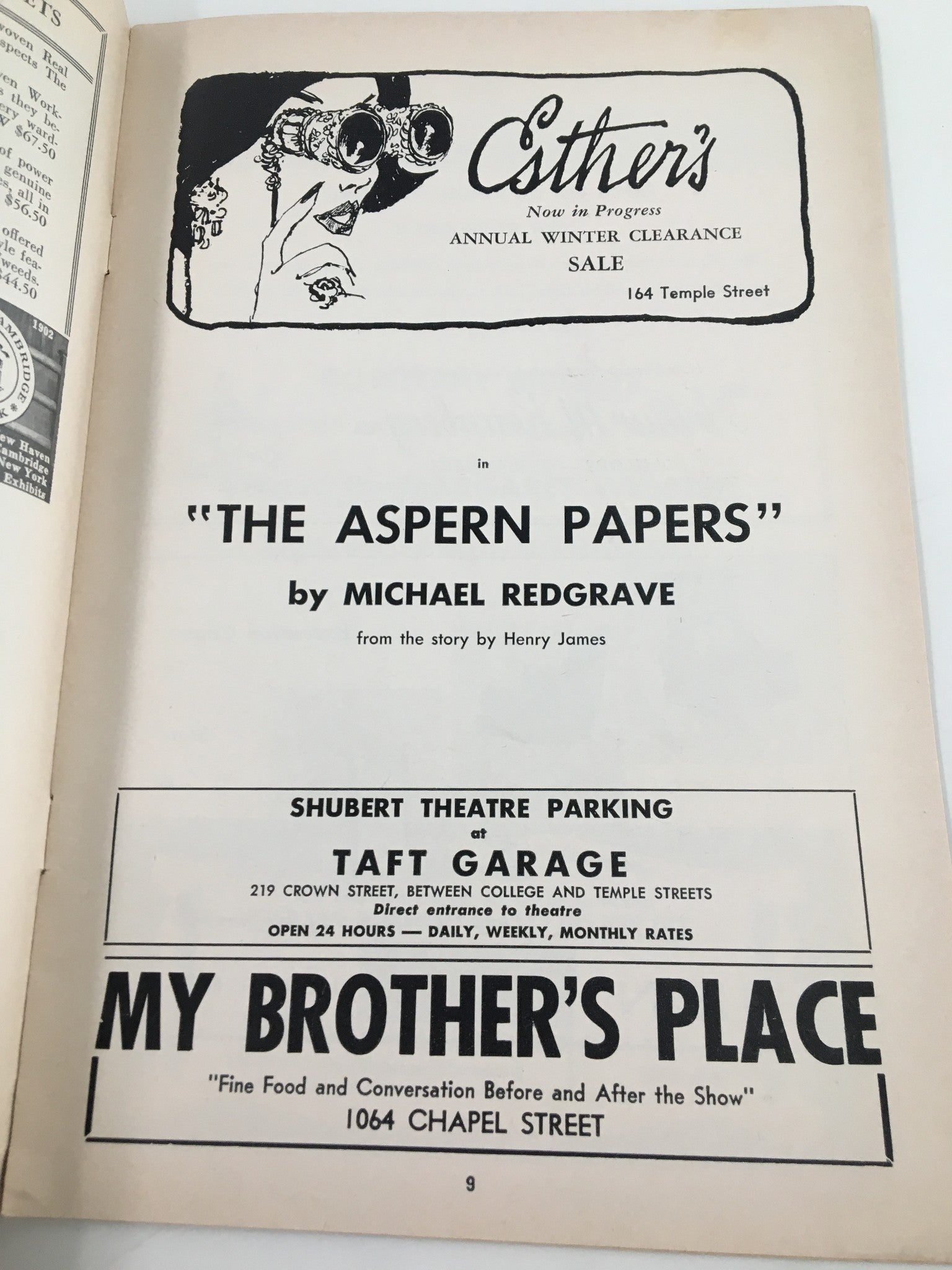 1962 The Playgoer Shubert Theatre The Aspern Papers by Michael Redgrave