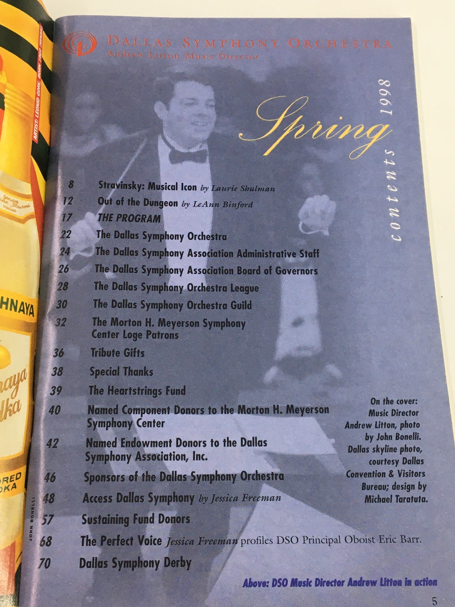 1998 Stagebill Dallas Symphony Association DSO Music Director Andrew Litton