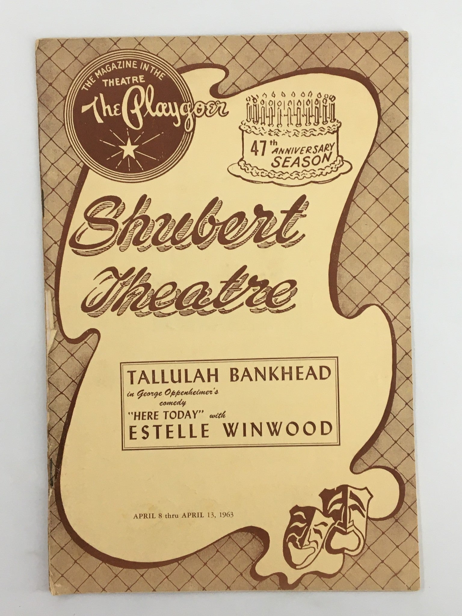 1963 The Playgoer Shubert Theatre Tallulah Bankhead in Here Today