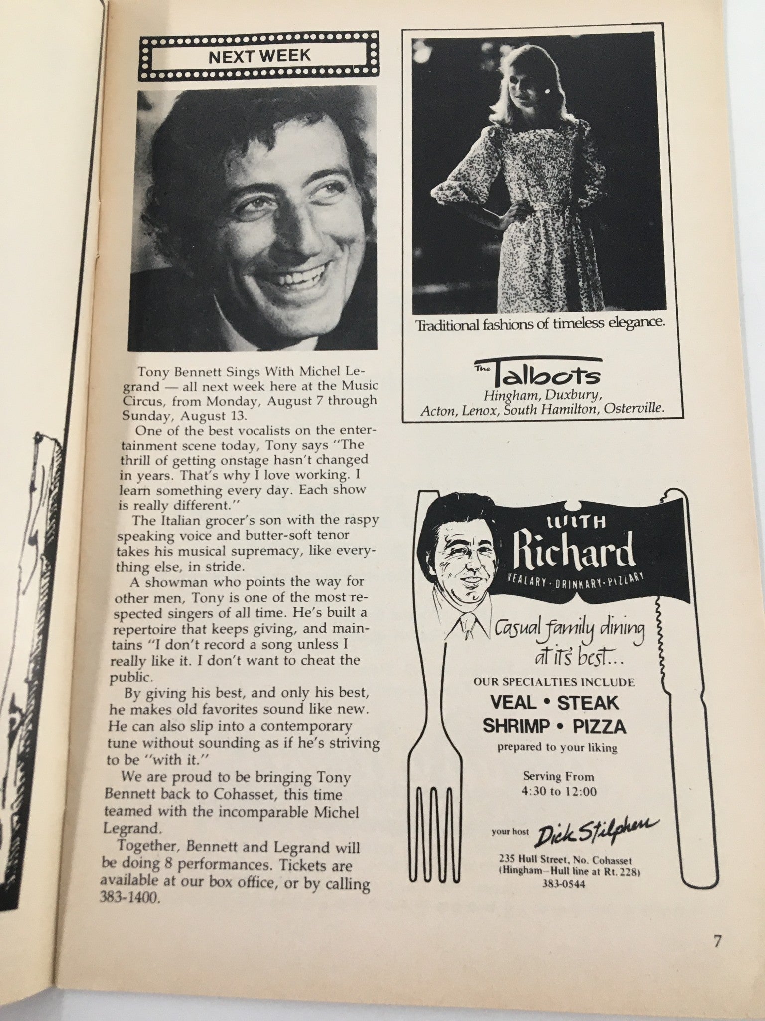 1978 South Shore Music Circus Tony Bennett Sings with Michael Legrand