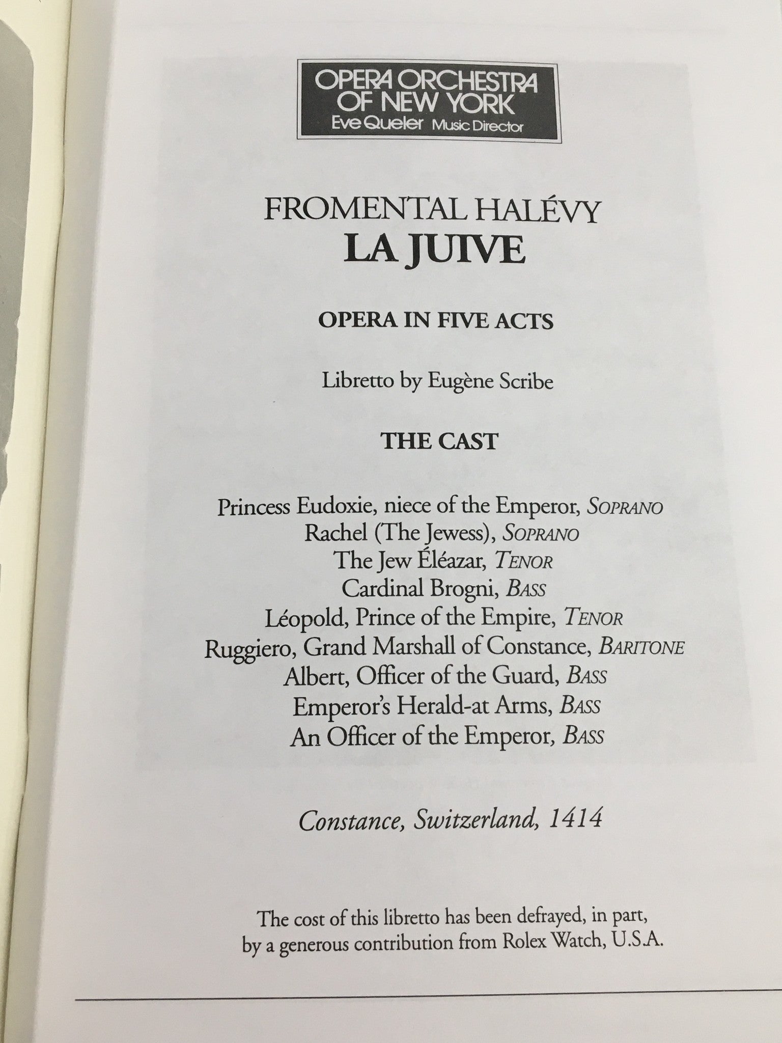 1999 Opera Orchestra of New York Halevy La Juive by Eve Queler