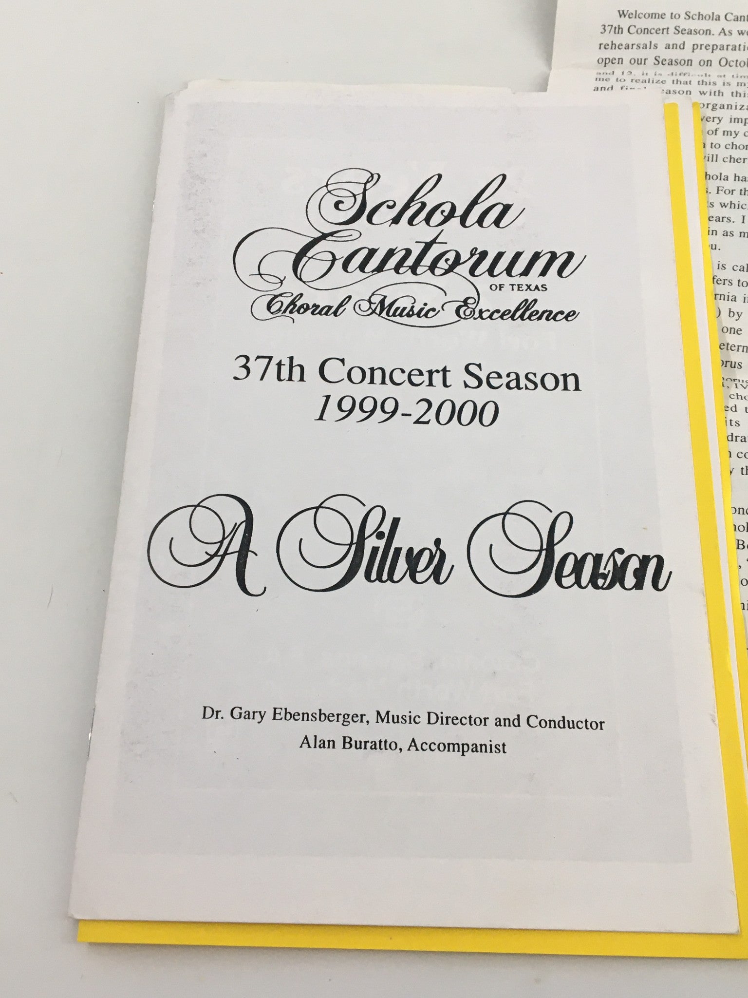 1999 Schola Cantorum Choral Music Excellence A Silver Season 1999-2000