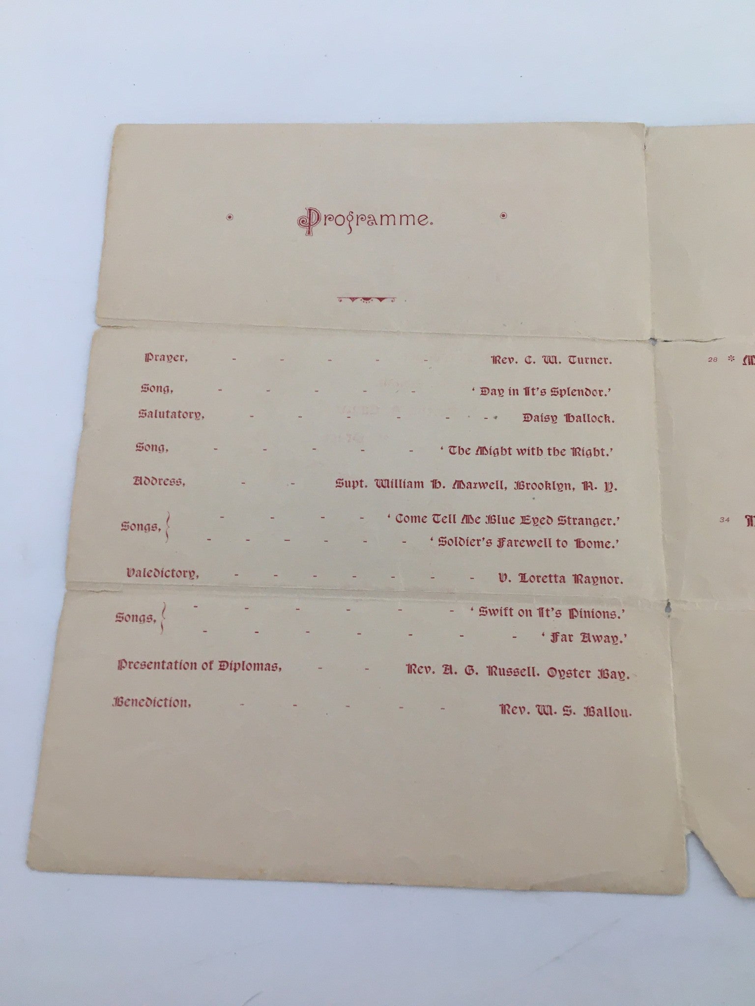 1896 Huntington Opera House Programme Commencement Huntington High School