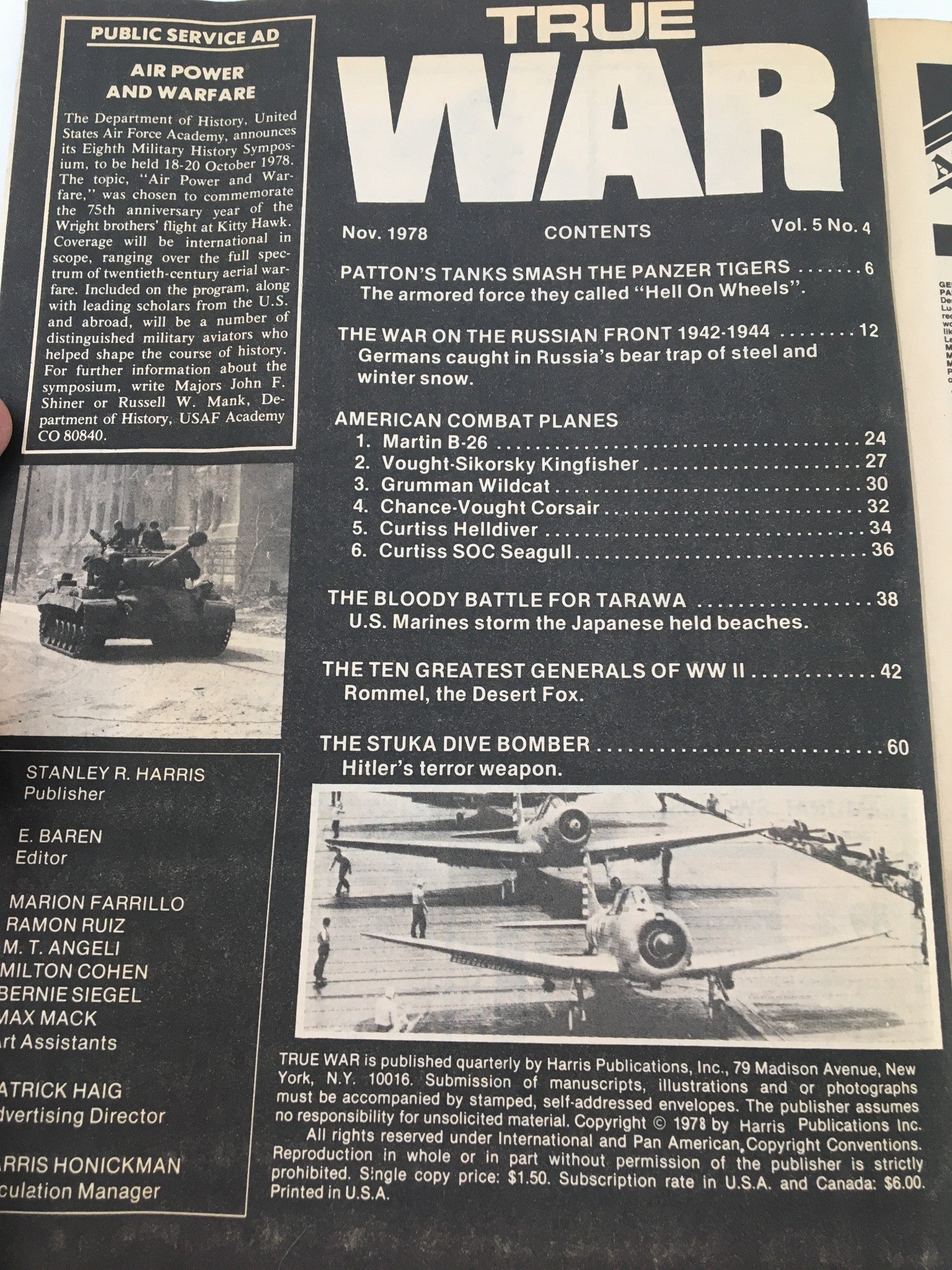 VTG True War Magazine November 1978 Patton's Tanks Smash Panzer Tigers No Label