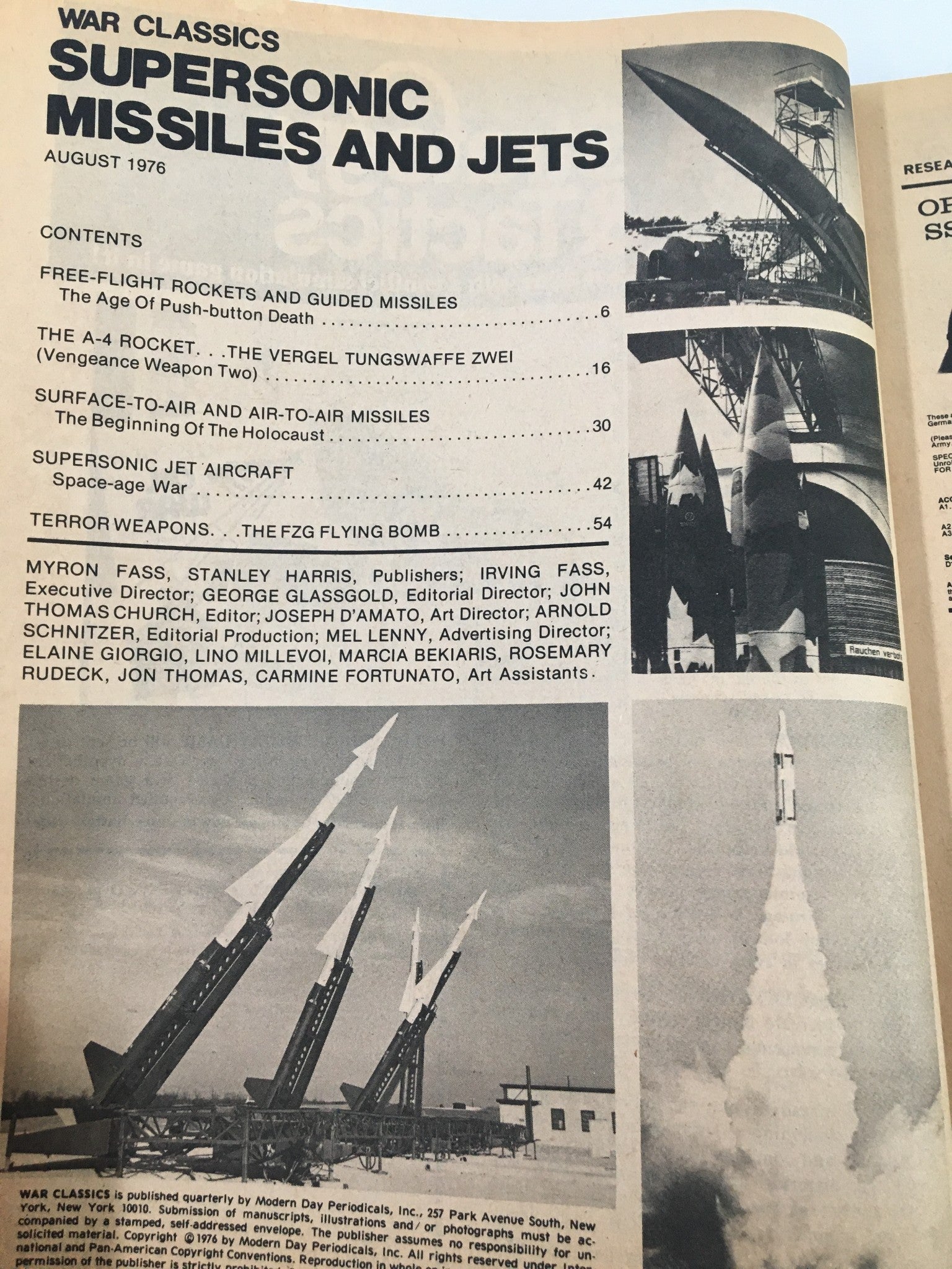 VTG War Classics Magazine August 1976 Supersonic Jet Aircraft Space-Age No Label