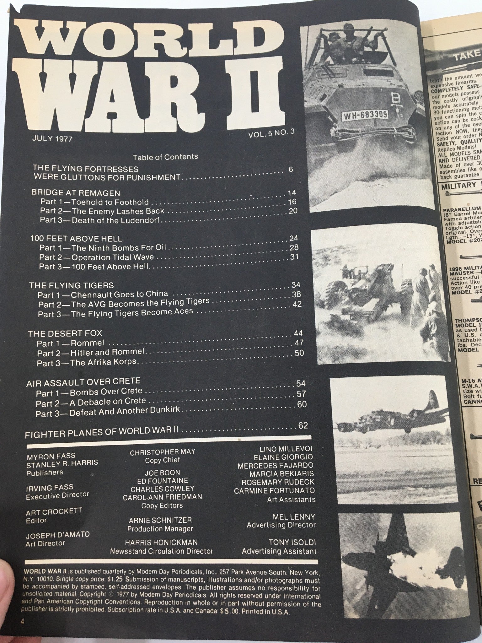 VTG World War II Magazine July 1977 100 Ft. Above Hell Ploesti Air Raid No Label