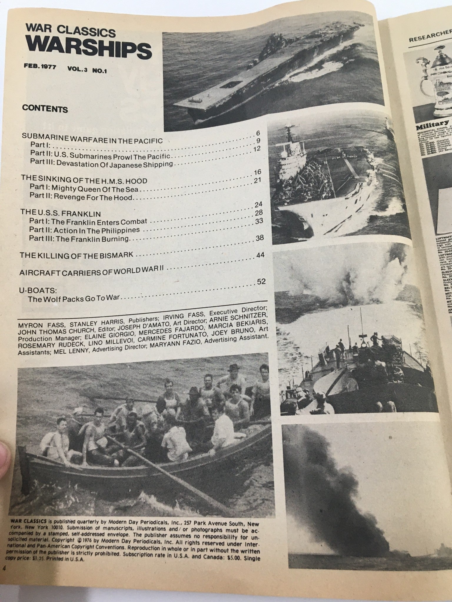 VTG War Classics Magazine February 1977 The Sinking of the HMS Hood No Label