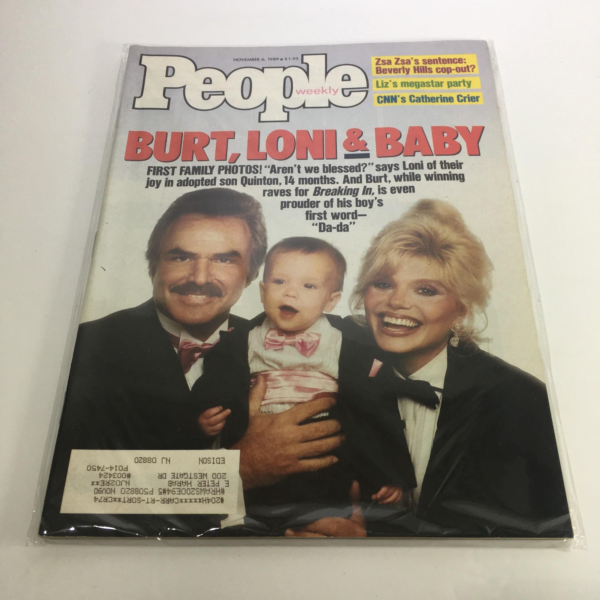 People Magazine November 6 1989 Burt, Loni & Adopted Baby Quinton Family Photo