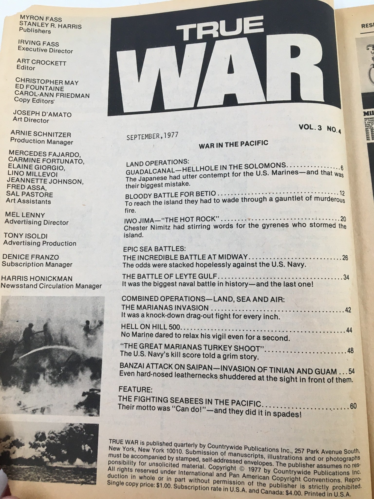 VTG True War Magazine September 1977 The War in the Pacific No Label