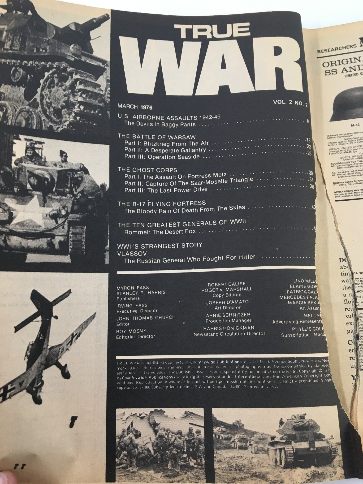 VTG True War Magazine March 1976 U.S. Airborne Assaults The Devils No Label