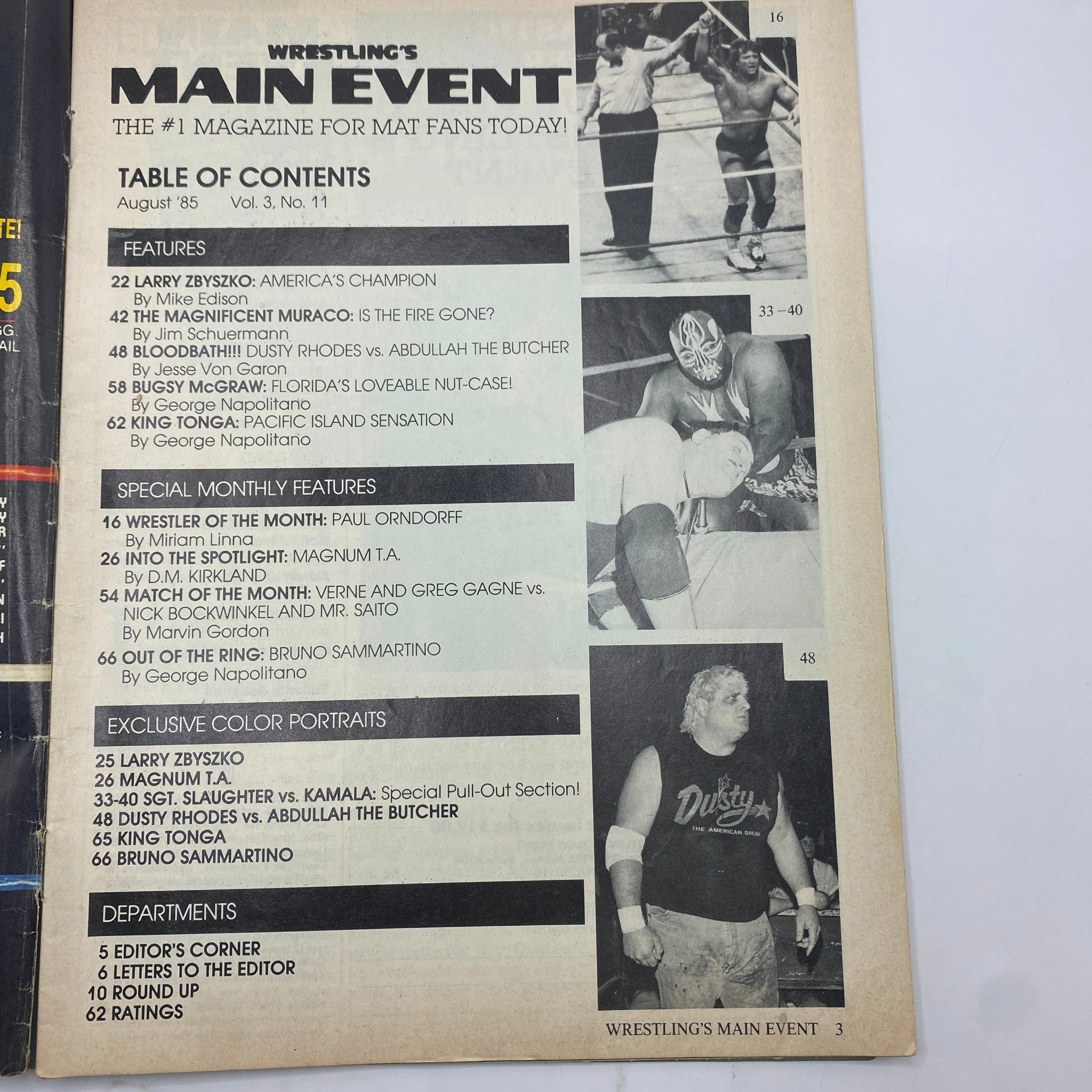 Wrestling's Main Event August 1985 Hulk Hogan, Paul Orndorff w Poster No Label