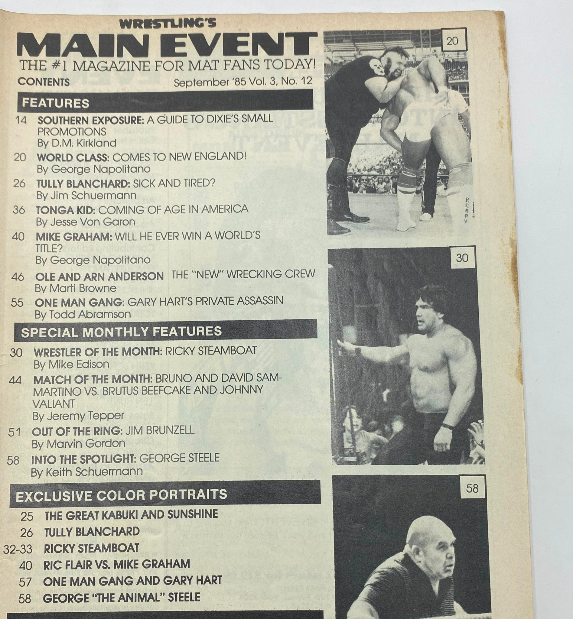 Wrestling's Main Event Magazine September 1985 Ricky Steamboat w Poster No Label