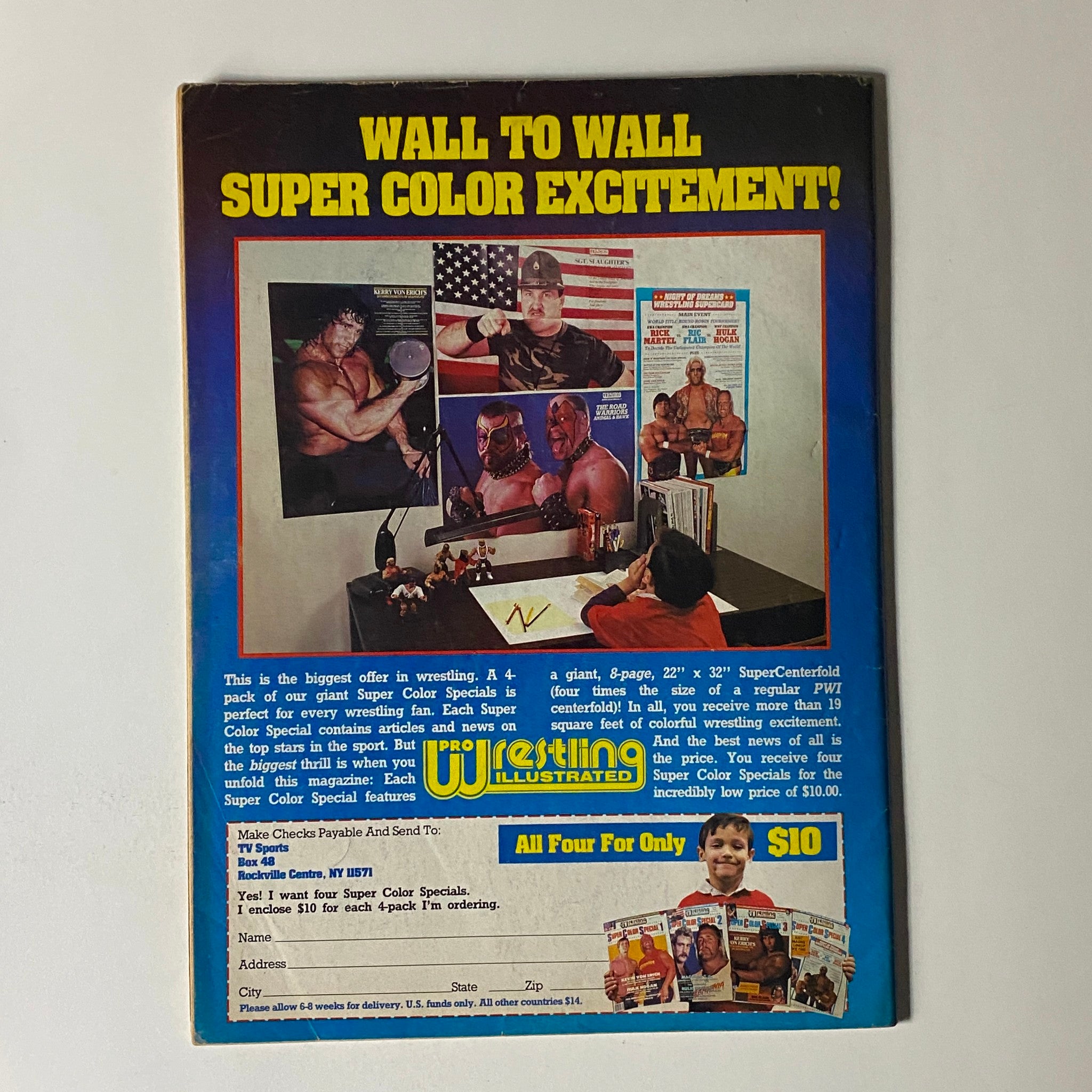 Pro Wrestling Illustrated Magazine June 1987 Magnum T.A. w Poster No Label