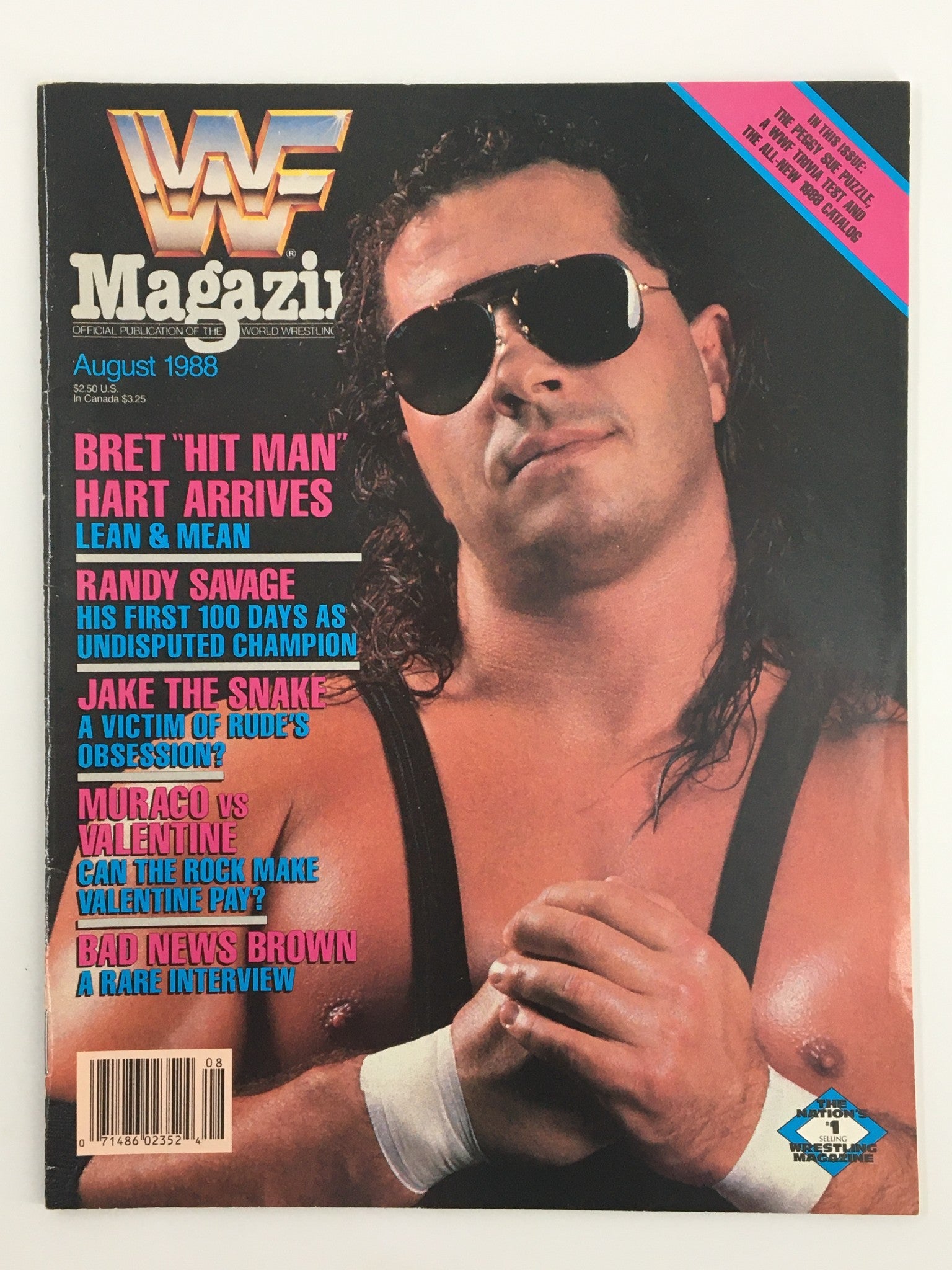 VTG WWF Magazine August 1988 Bret Hart, Jake The Snake and Randy Savage No Label