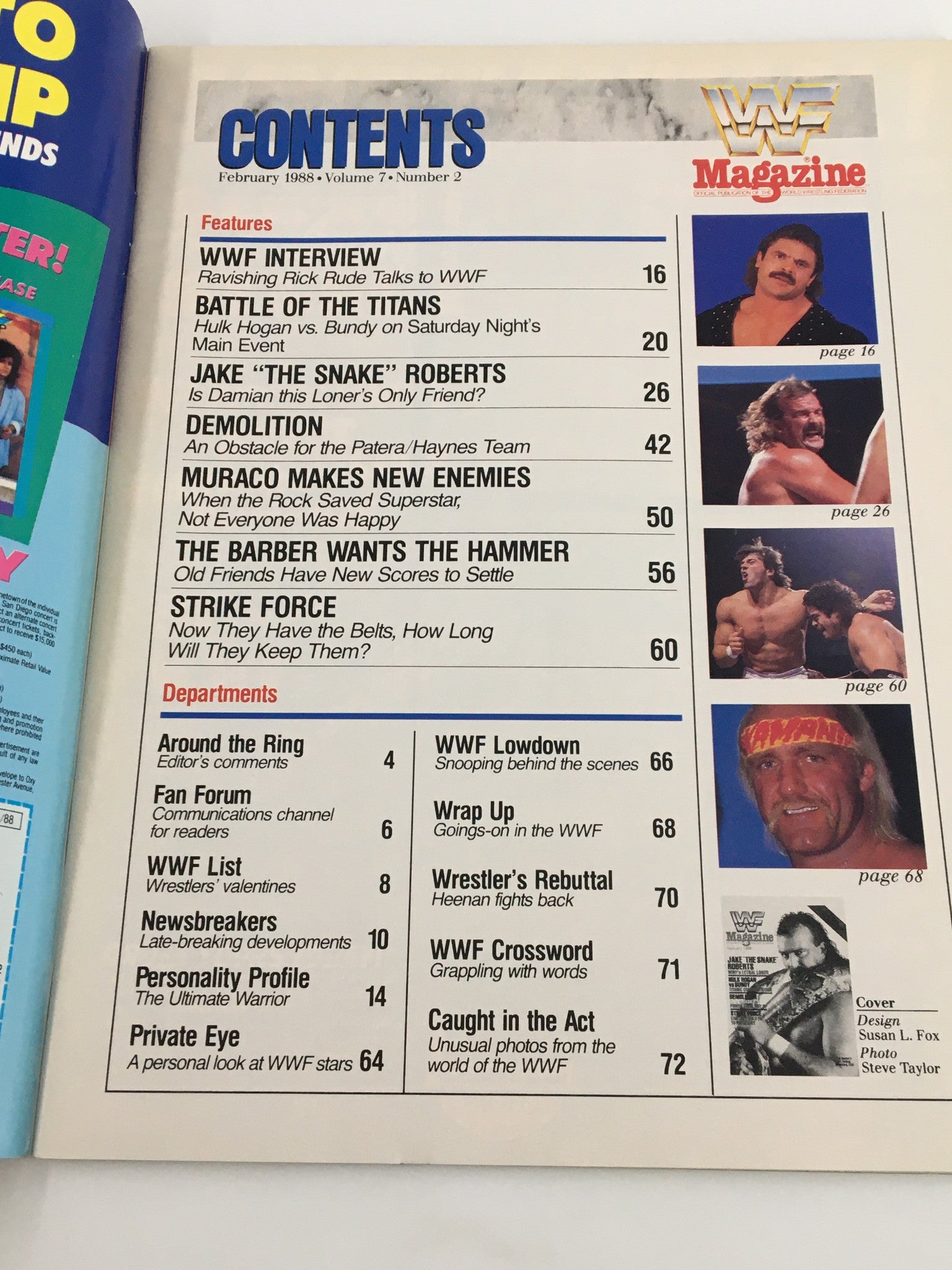 VTG WWF Magazine February 1988 Jake The Snake, Hulk Hogan vs Bundy No Label