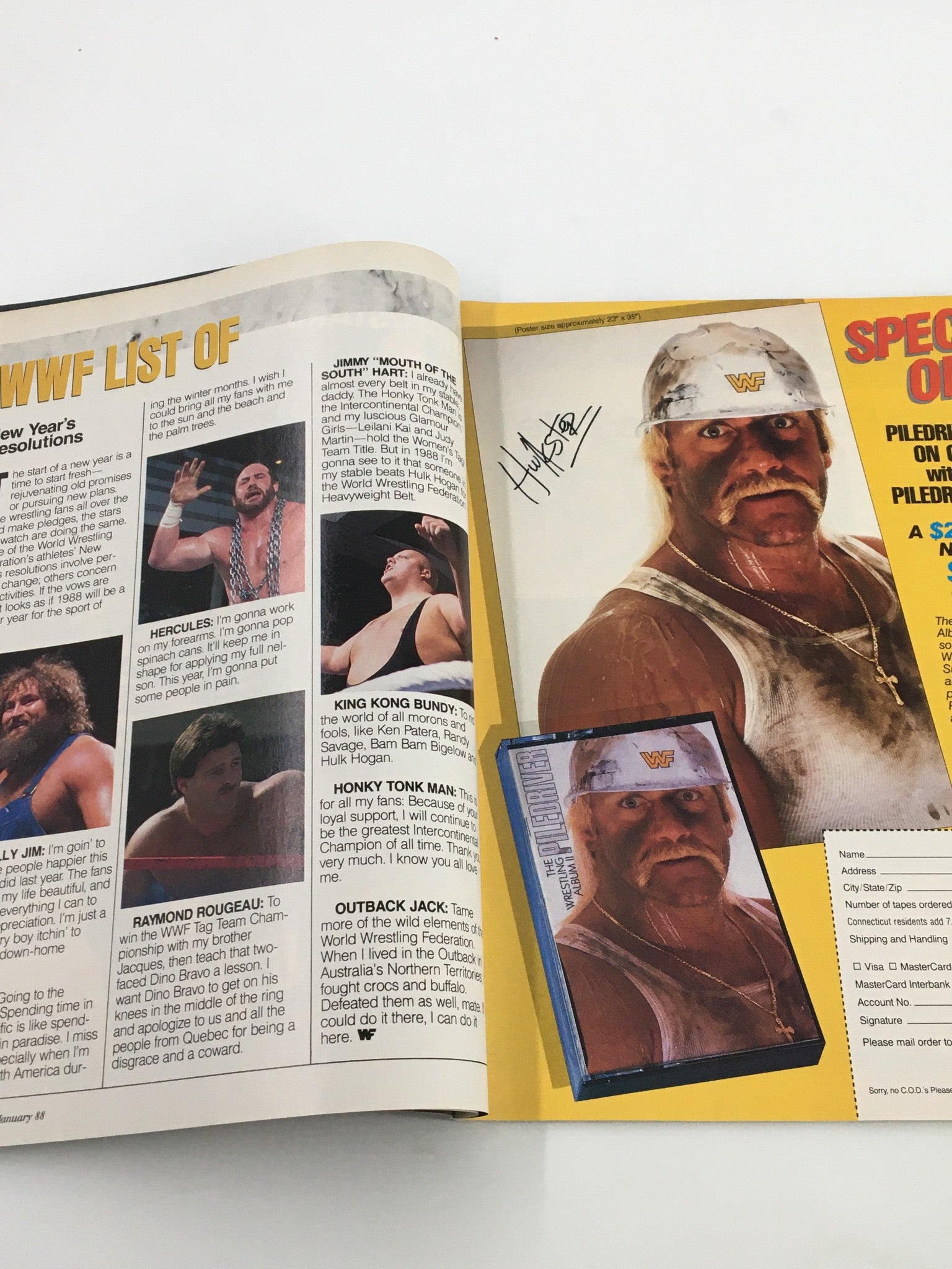 VTG WWF Magazine January 1988 Hulk Hogan, Ted DiBiase, Honky Tonk Man No Label