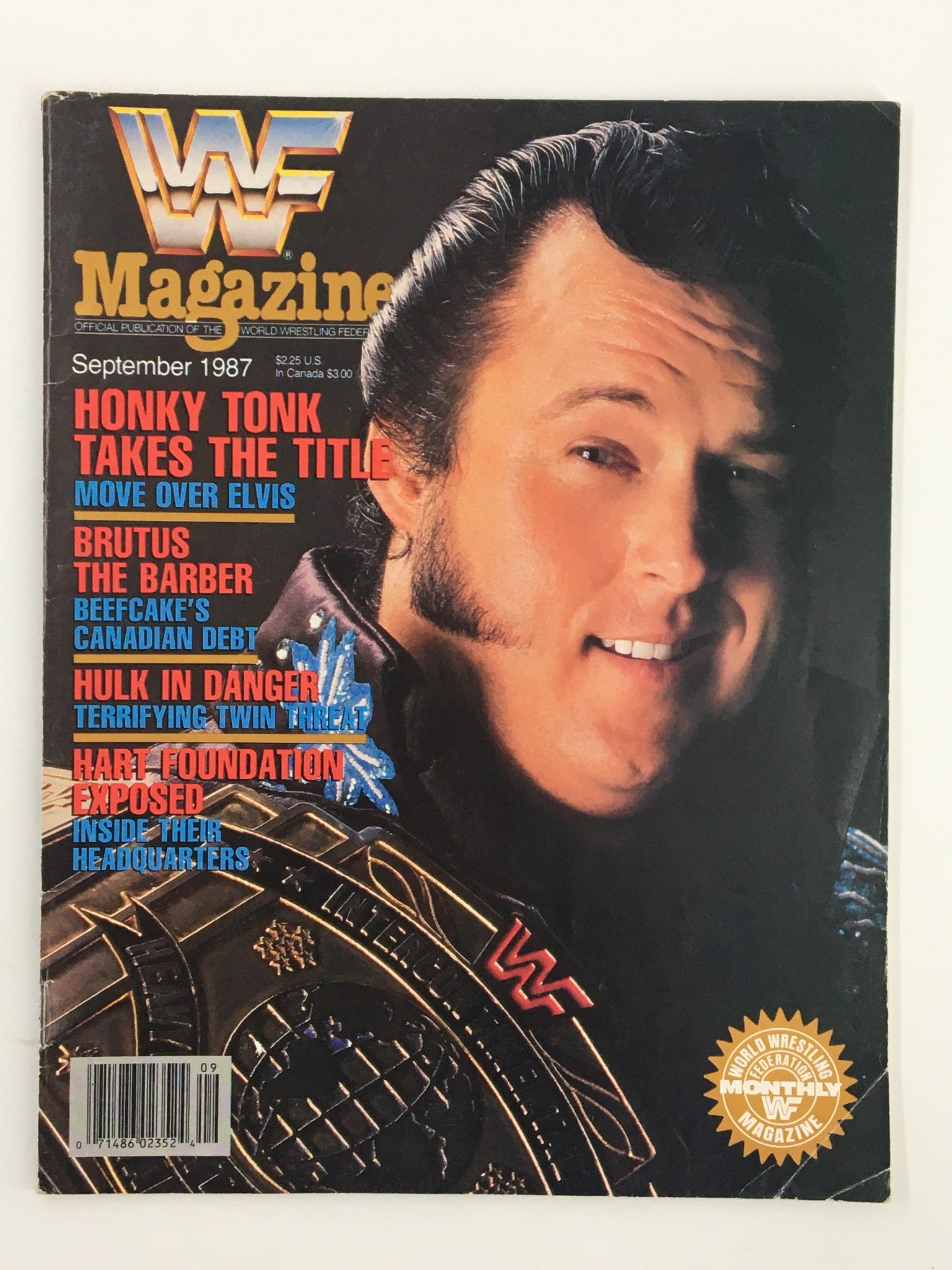 VTG WWF Magazine September 1987 Honky Tonky, Brutus the Barber and Hulk Hogan