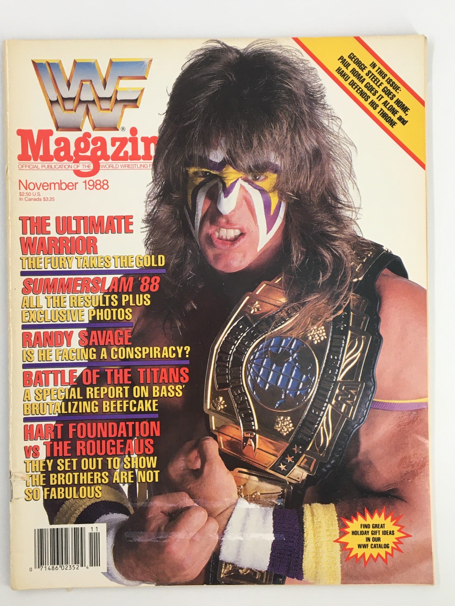 VTG WWF Magazine November 1988 The Fury, Randy Savage and Hart Foundation