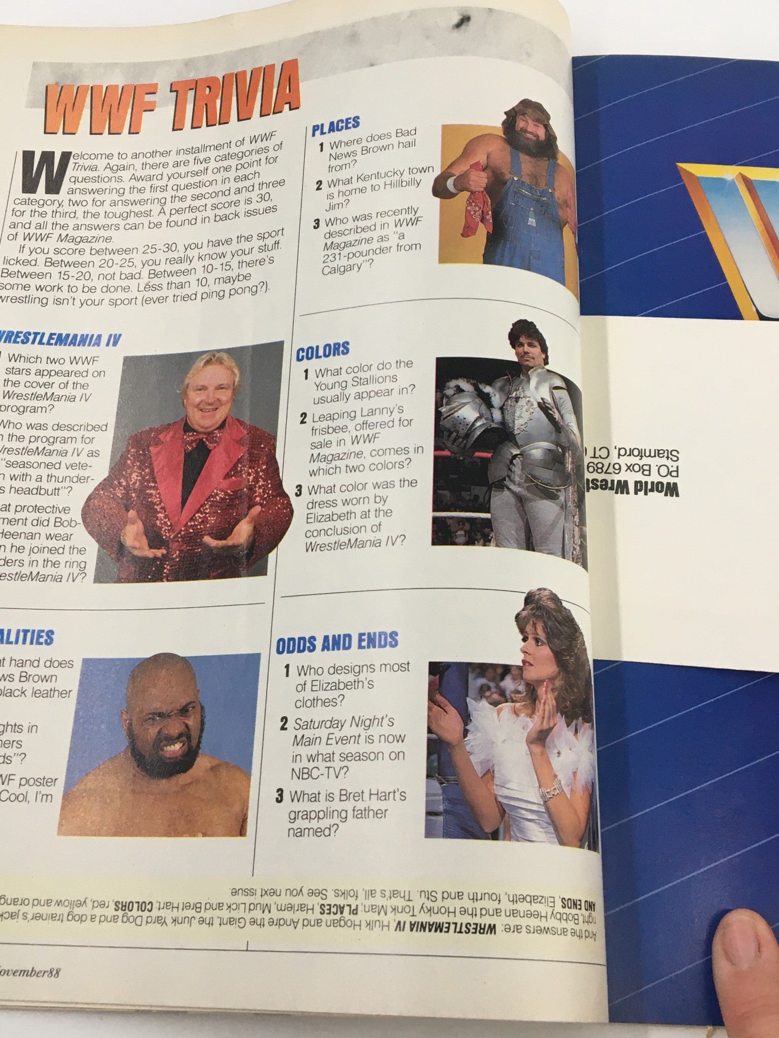 VTG WWF Magazine November 1988 The Fury, Randy Savage and Hart Foundation