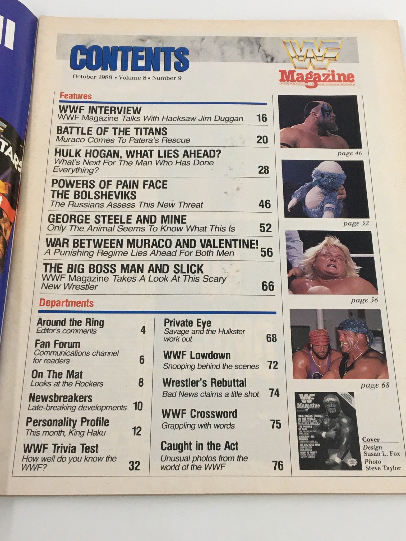 VTG WWF Magazine October 1988 Hulk Hogan and Hacksaw Jim Duggan