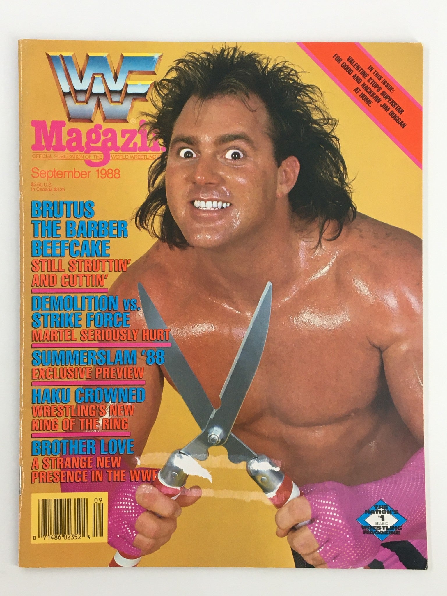 VTG WWF Magazine September 1988 Brutus The Barber Beefcake and Haku Crowned