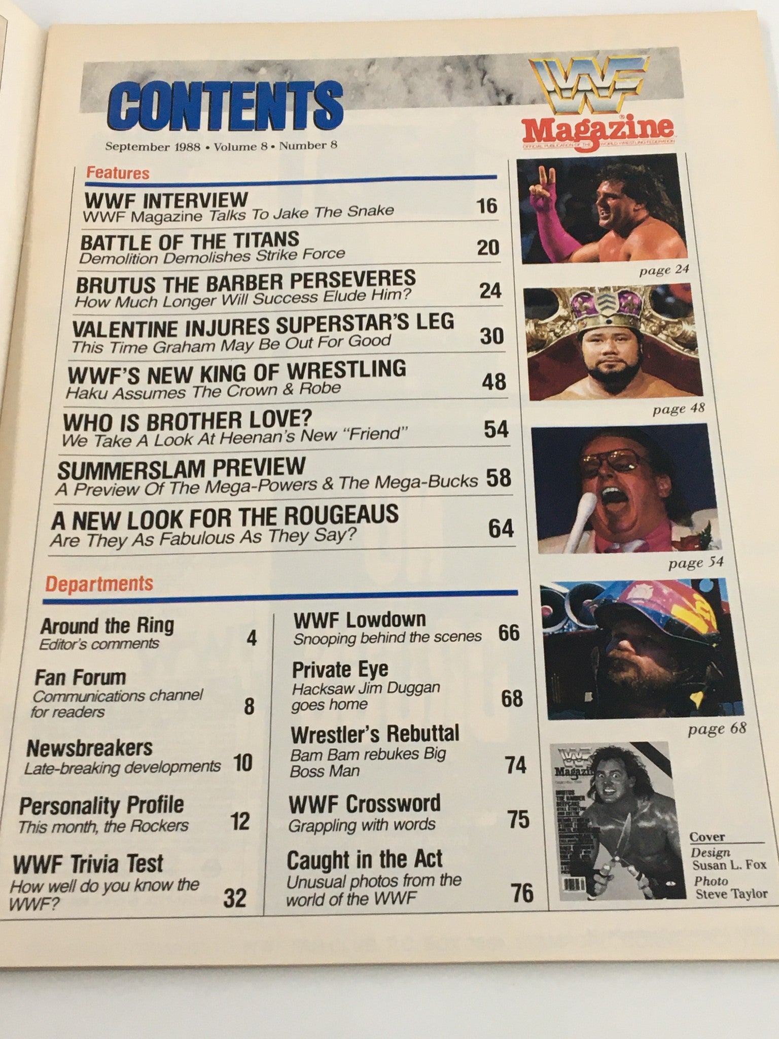 VTG WWF Magazine September 1988 Brutus The Barber Beefcake and Haku Crowned