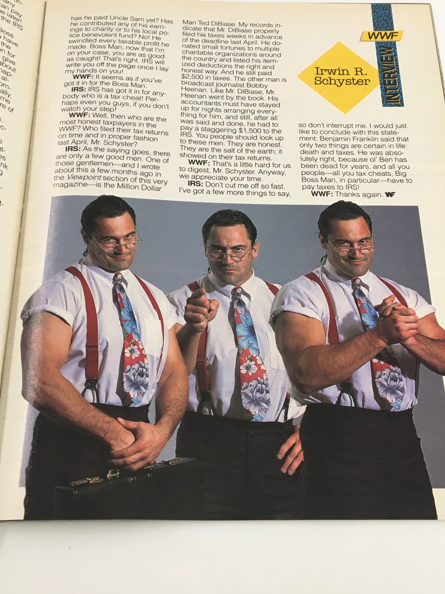 Interview feature in WWF Magazine October 1991 with multiple wrestlers, highlighting their characters and contributions to wrestling history.