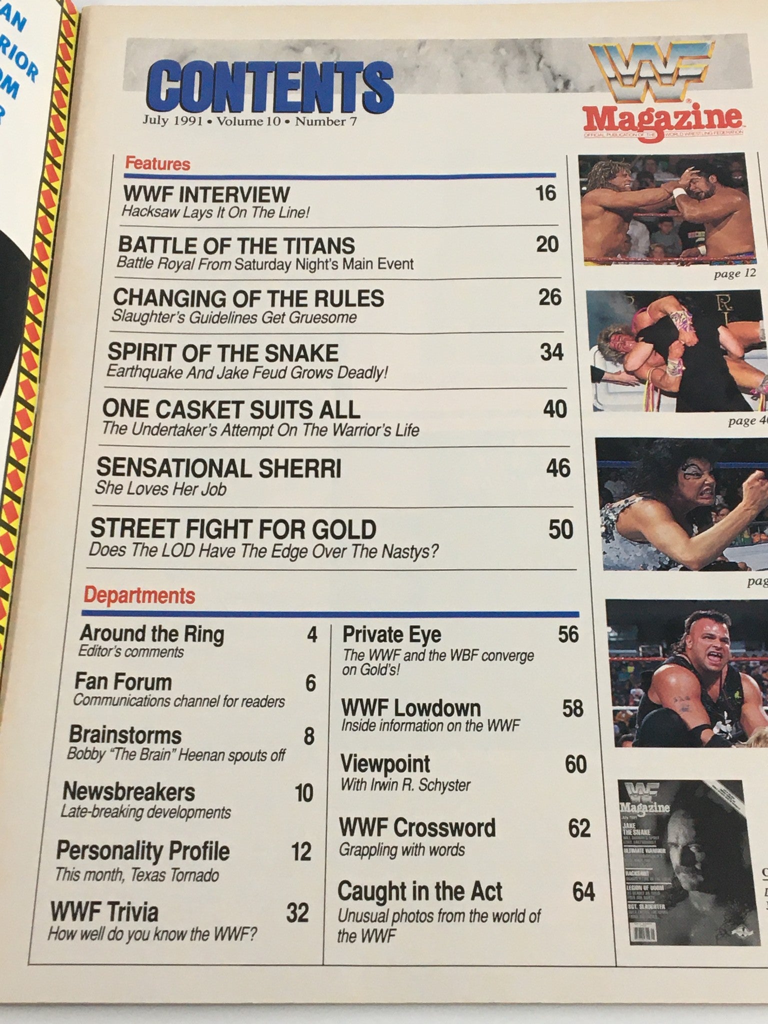 VTG WWF Magazine July 1991 Jake the Snake, Ultimate Warrior and Hacksaw