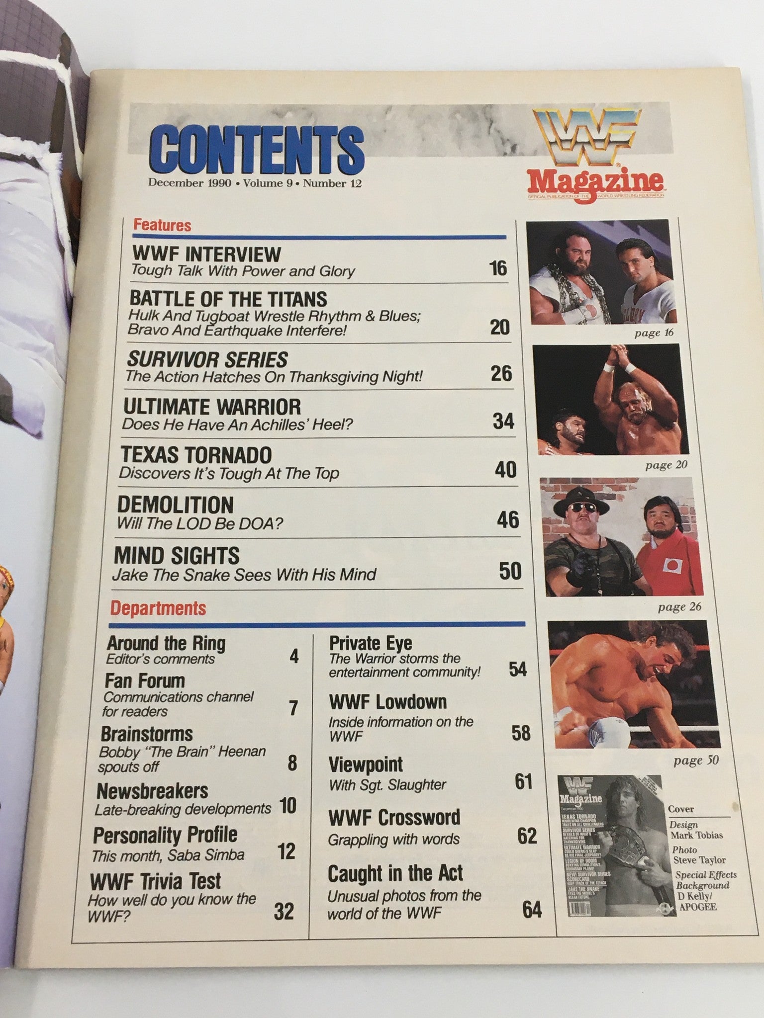 VTG WWF Magazine December 1990 Kerry Von Erich, Ultimate Warrior & Jake Snake