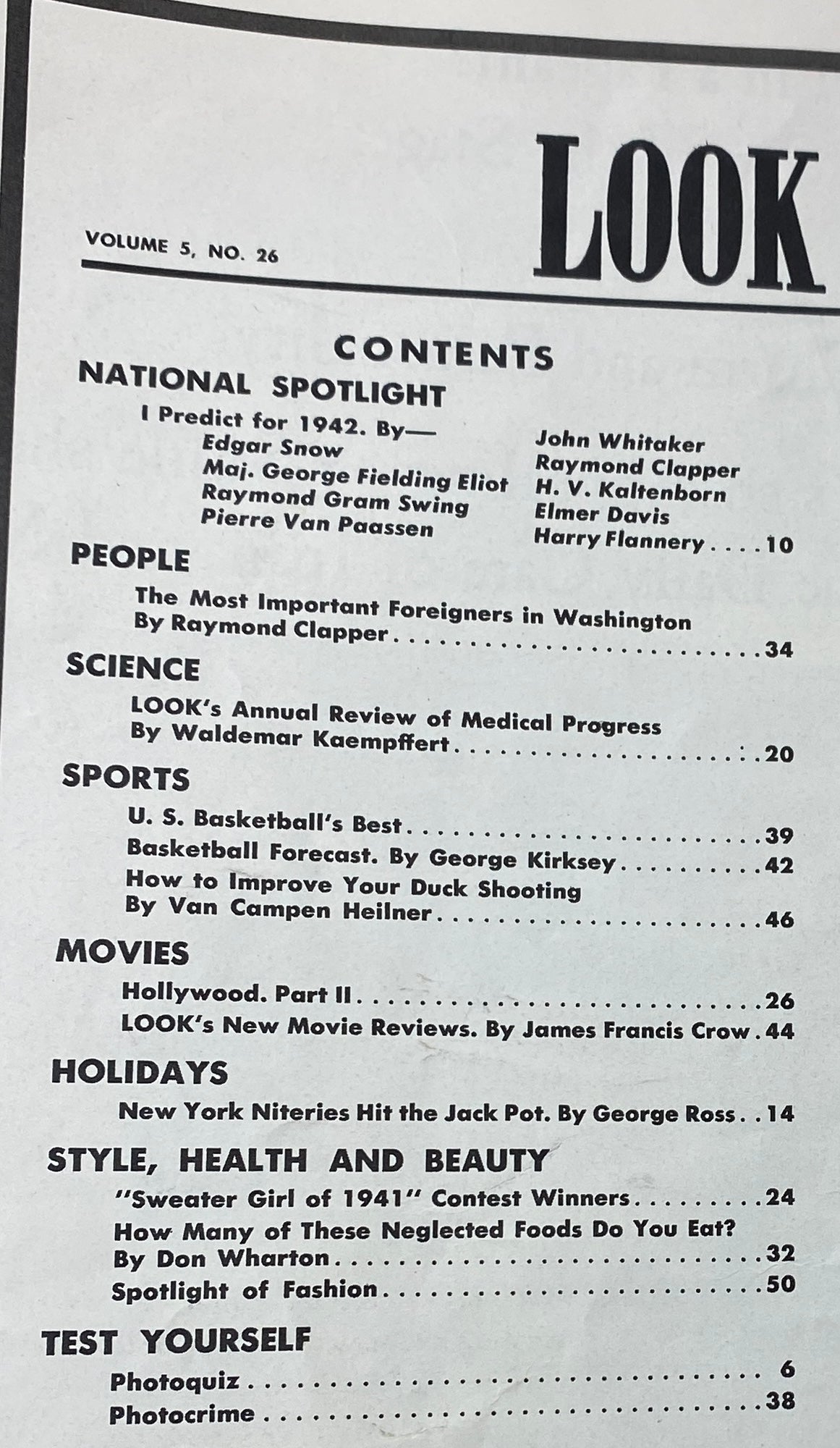 VTG Look Magazine December 30, 1941 Vol 5 No. 26 I Predict for 1942