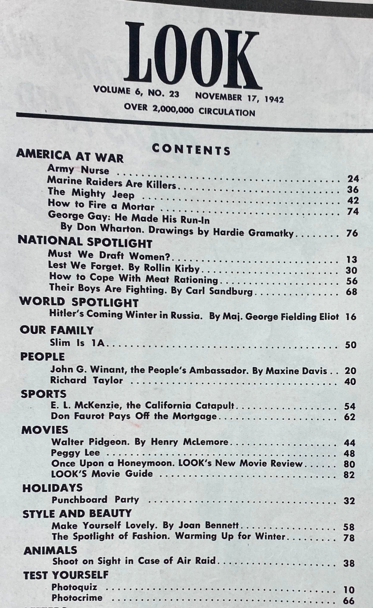 VTG Look Magazine November 17, 1942 Vol 6 No. 23 U.S. Army Air Corps