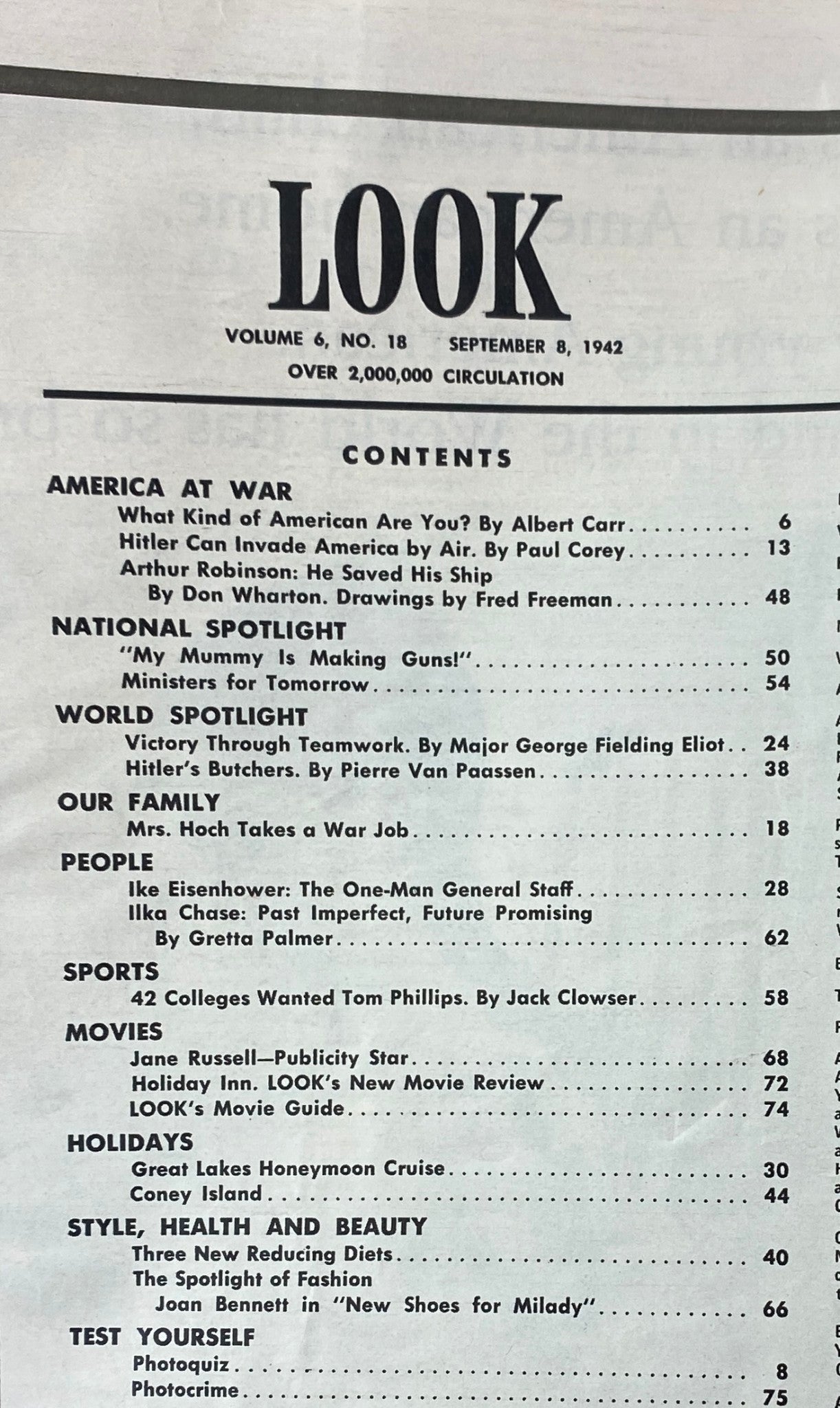 VTG Look Magazine September 8, 1942 Vol 6 No. 18 Apprentice Seaman Cover