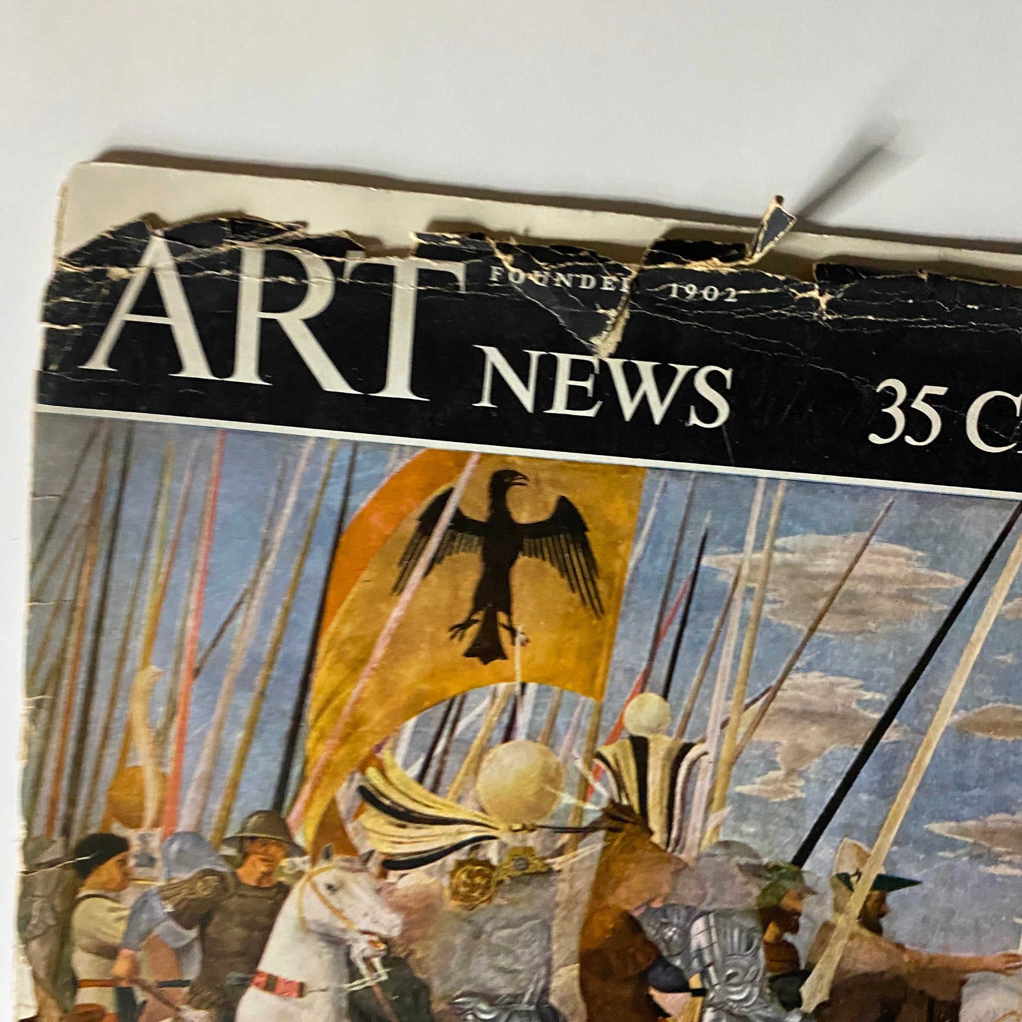 Cover page of the VTG Art News Magazine December 15, 1941 featuring 'Constantine's Victory Over Maxentius' with visible wear and tear.