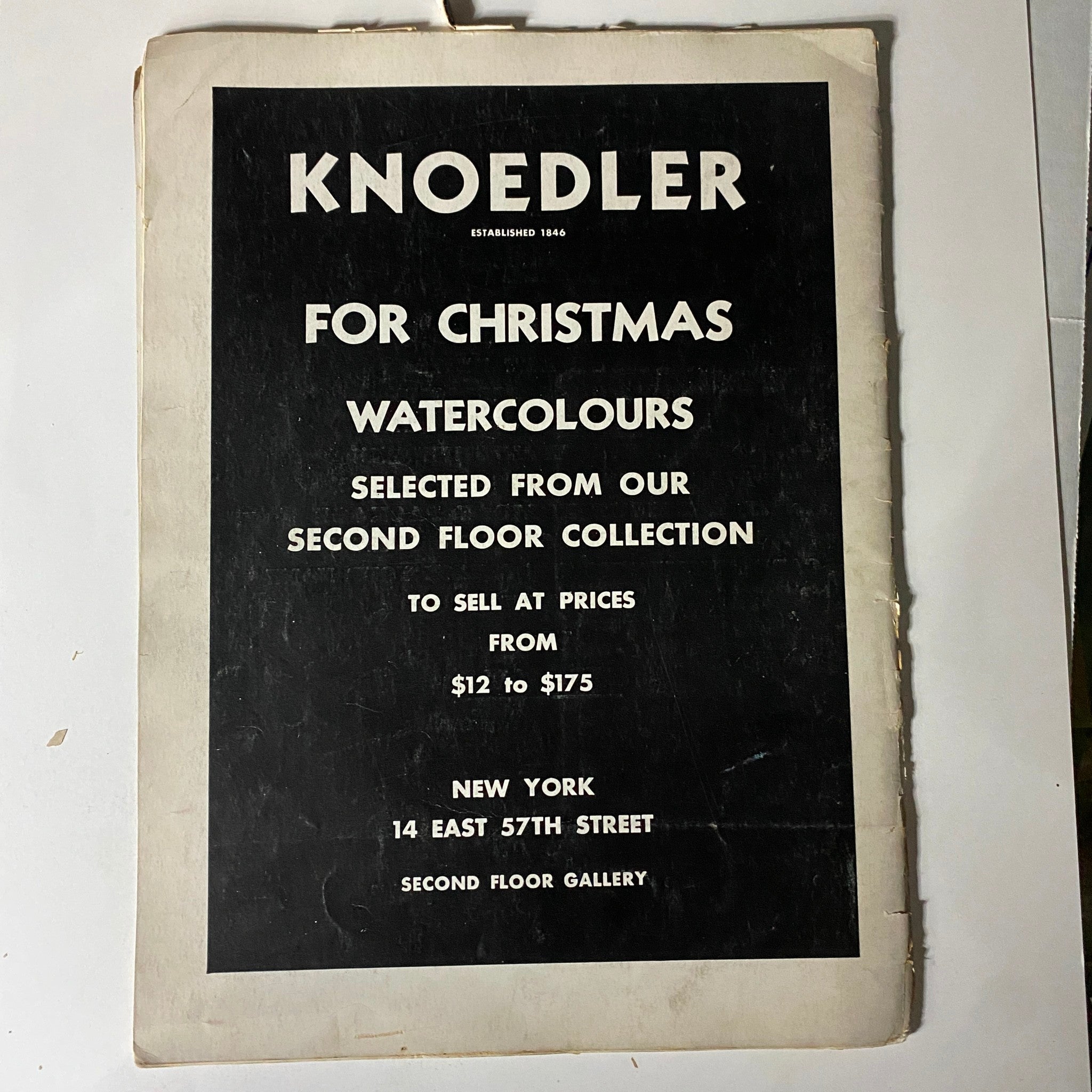 Cover of VTG Art News Magazine December 15, 1941 highlighting a Christmas-themed exhibition from Knoedler Gallery featuring watercolours.