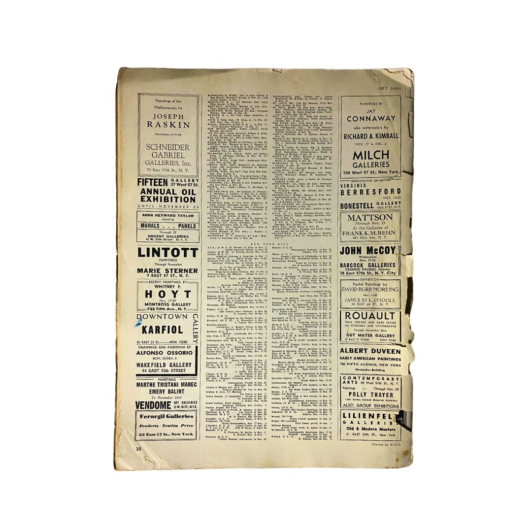 VTG Art News Magazine November 15, 1941 Portrait of Madame Henriot No Label