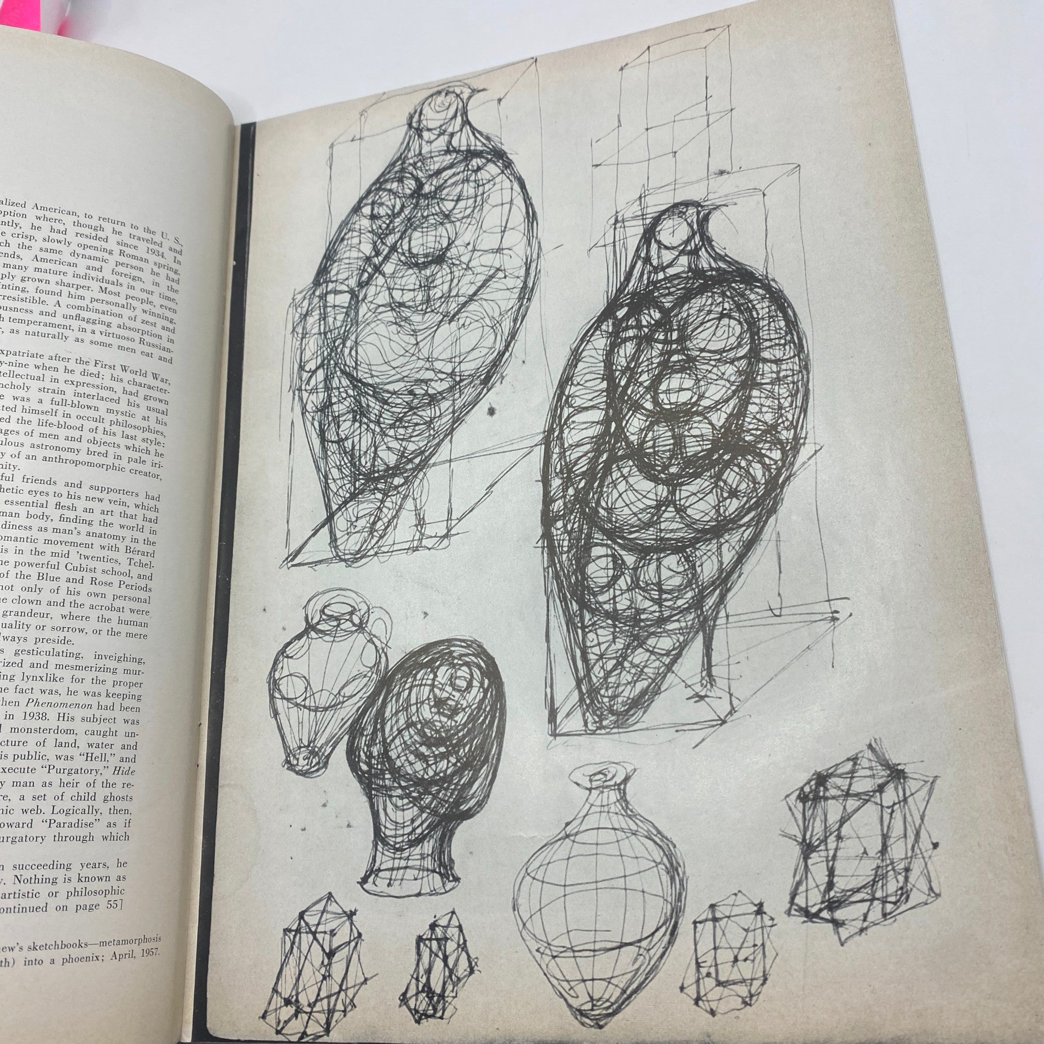 Sketches from the VTG Art News Magazine September 1957 illustrating abstract forms and creative concepts related to art.