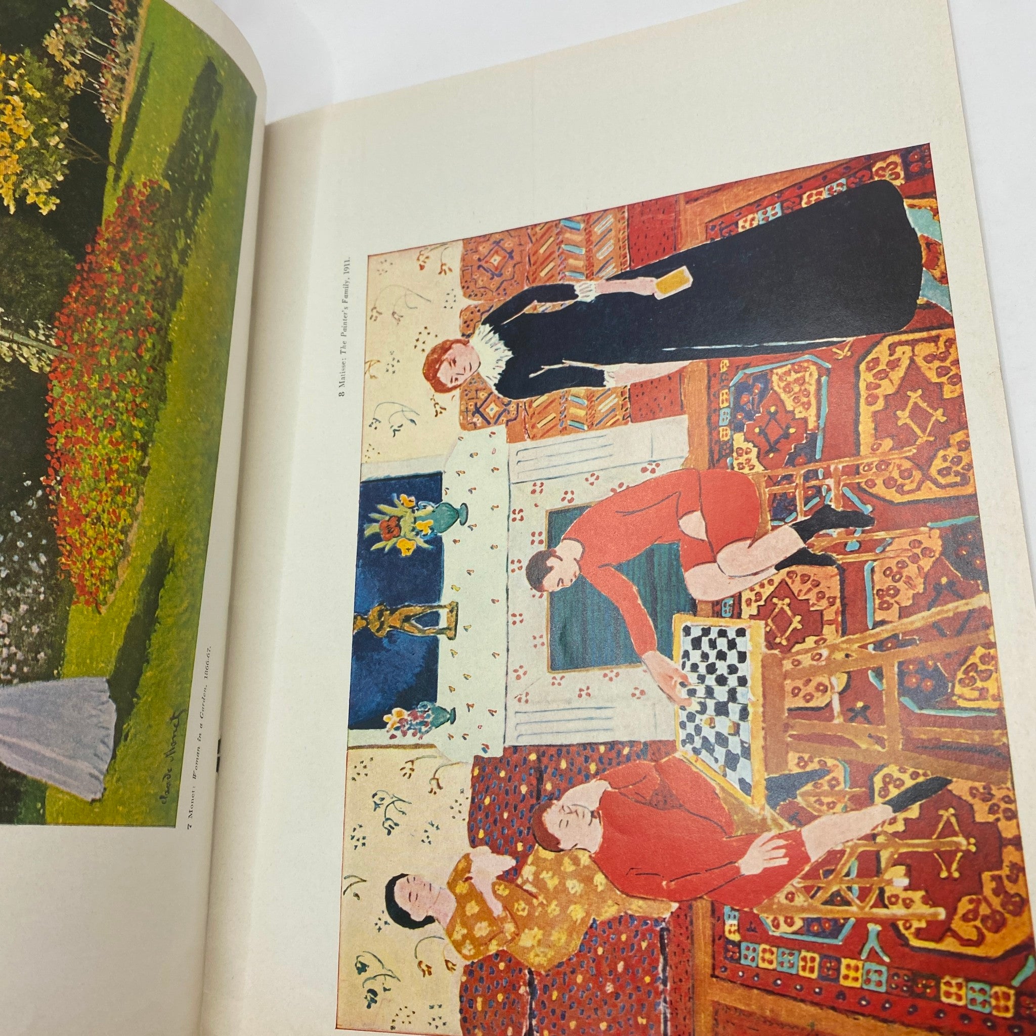 Interior scene from VTG Art News Magazine April 1958 featuring vibrant artwork, showcasing a group of figures in conversation, with colorful patterns and textures. This image accompanies the cover illustration of 'Prisoners' Round' by van Gogh.