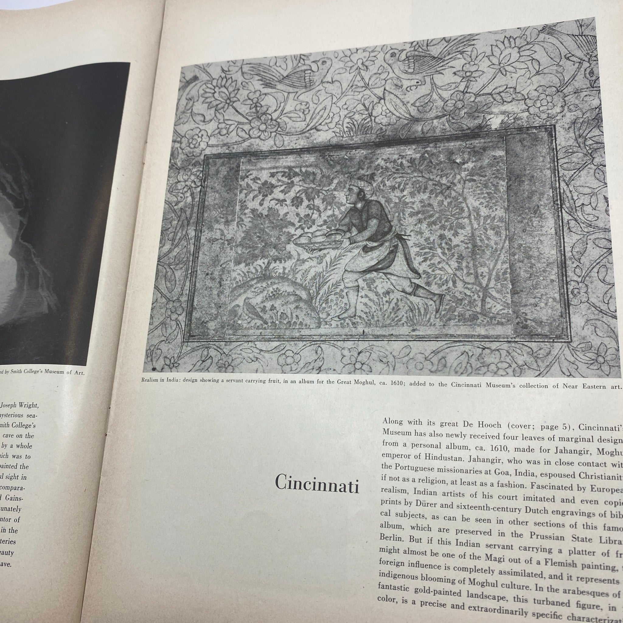 Page from VTG Art News Magazine October 1950 featuring a historical artistic design by a servant for the Great Moghul, illustrating art details.